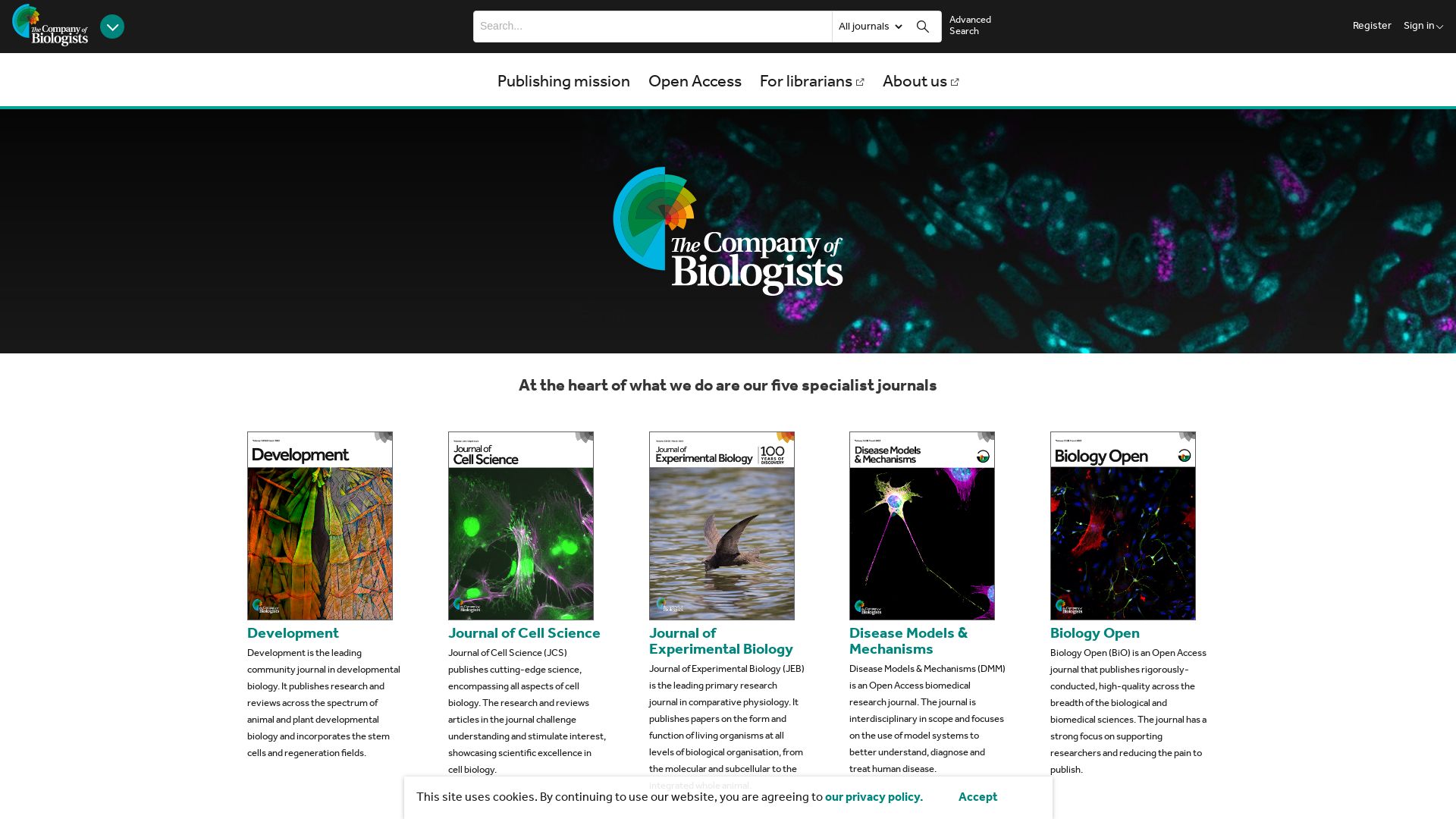 État du site web journals.biologists.com est   EN LIGNE