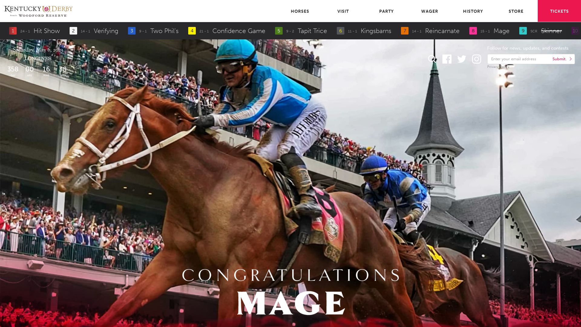 État du site web kentuckyderby.com est   EN LIGNE