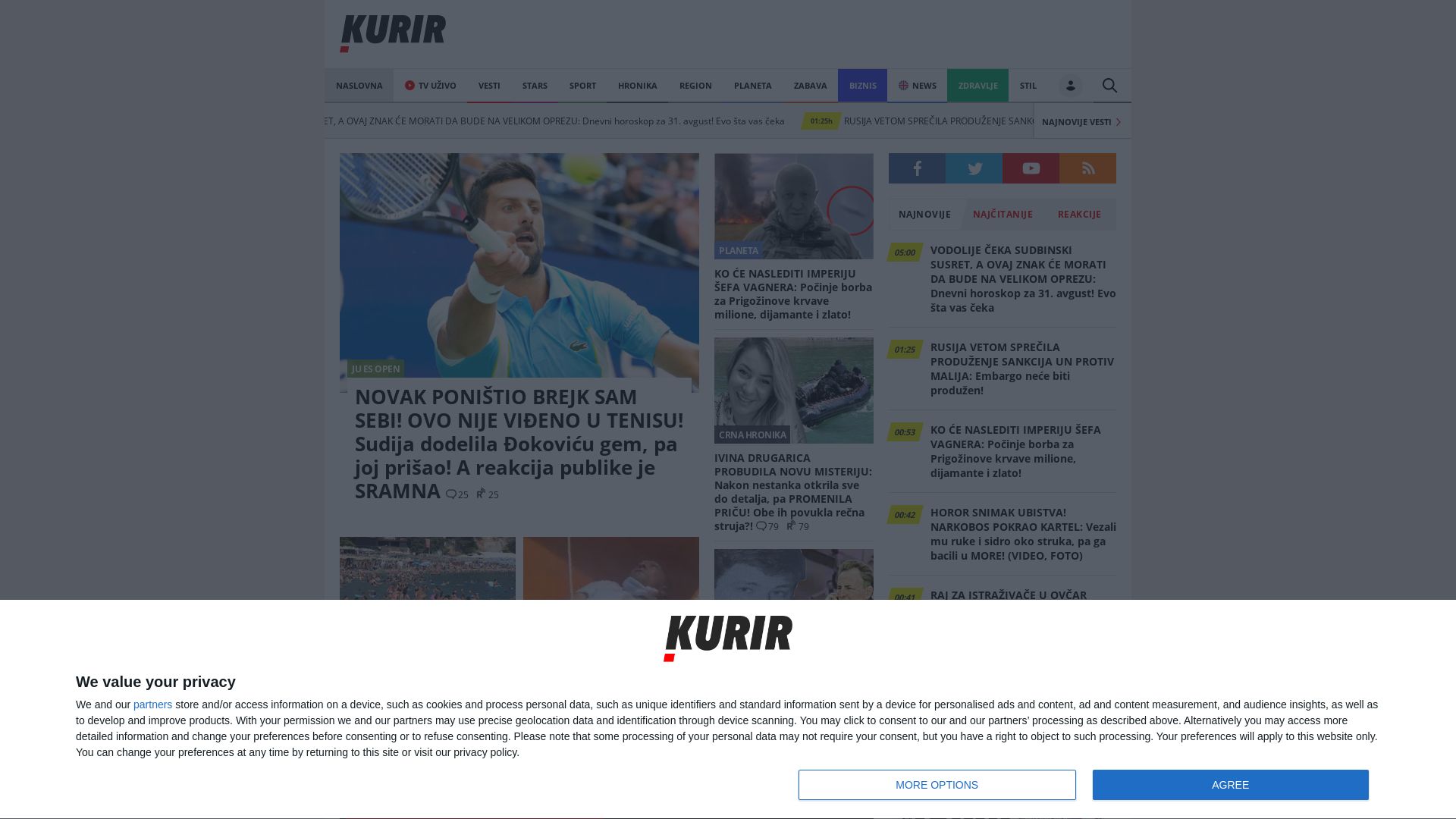 État du site web kurir.rs est   EN LIGNE