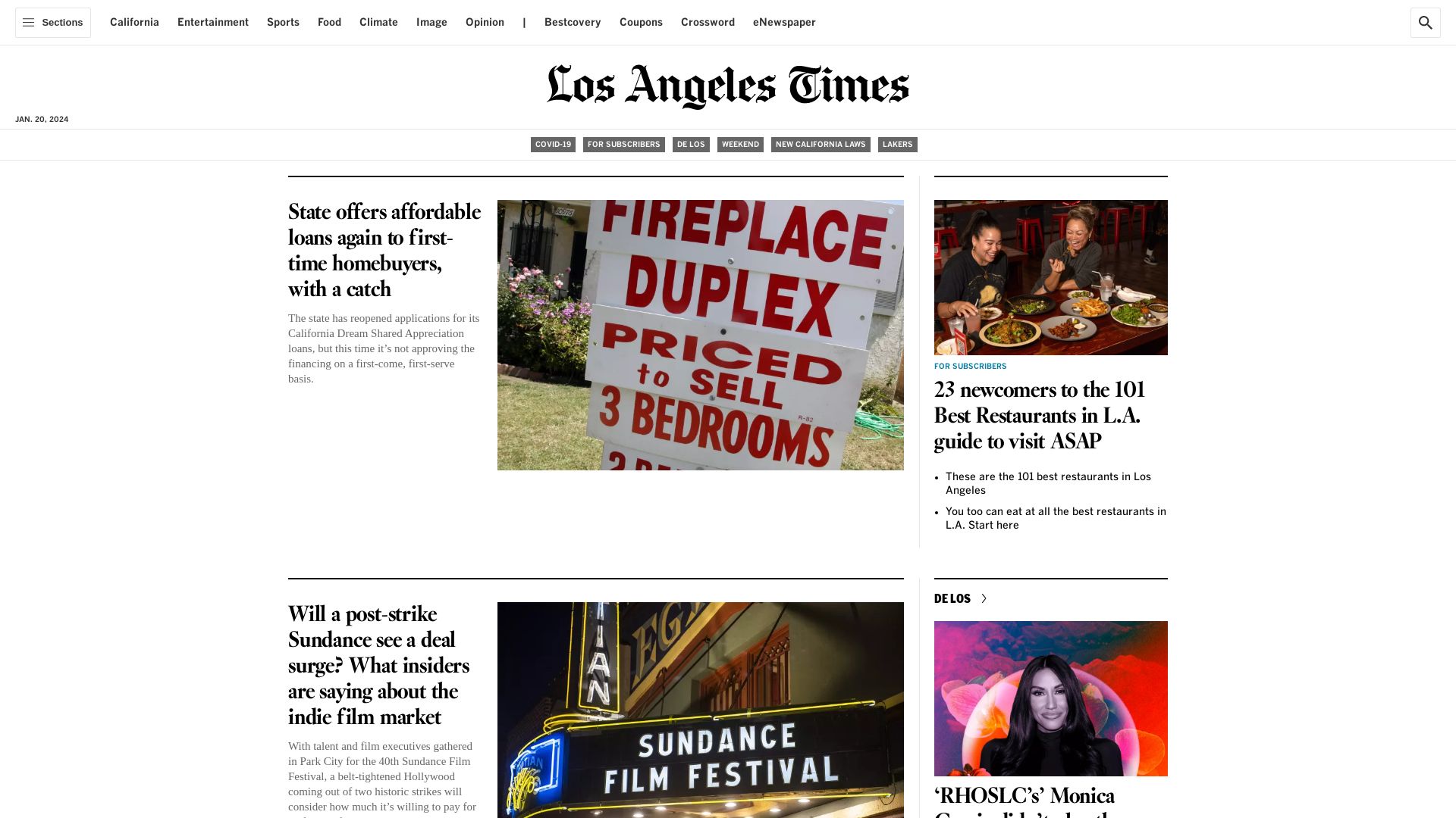 État du site web latimes.com est   EN LIGNE