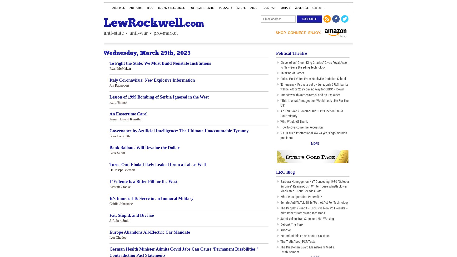 État du site web lewrockwell.com est   EN LIGNE
