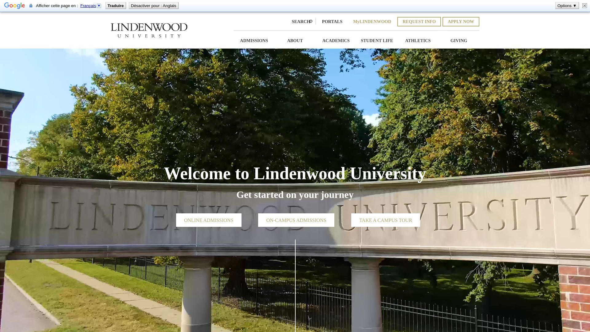 État du site web lindenwood.edu est   EN LIGNE