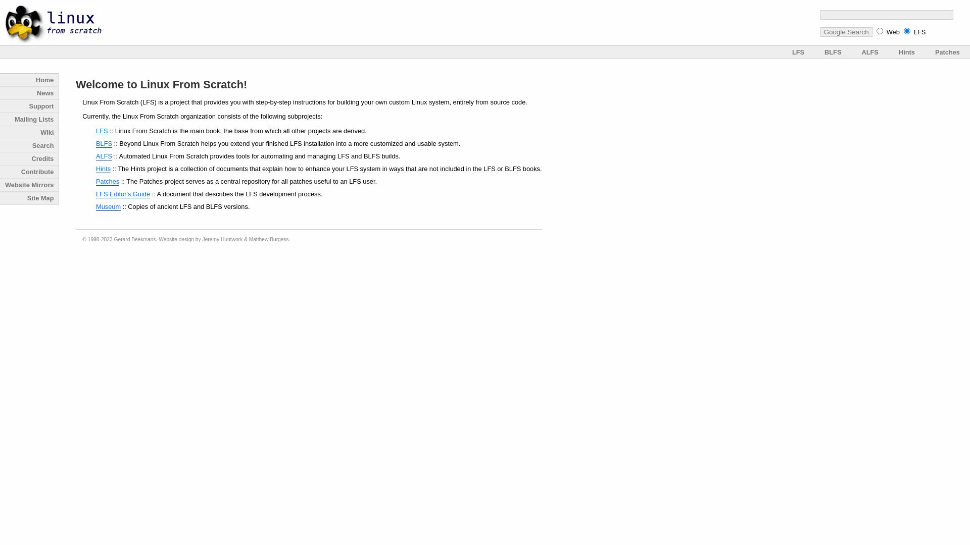 État du site web linuxfromscratch.org est   EN LIGNE