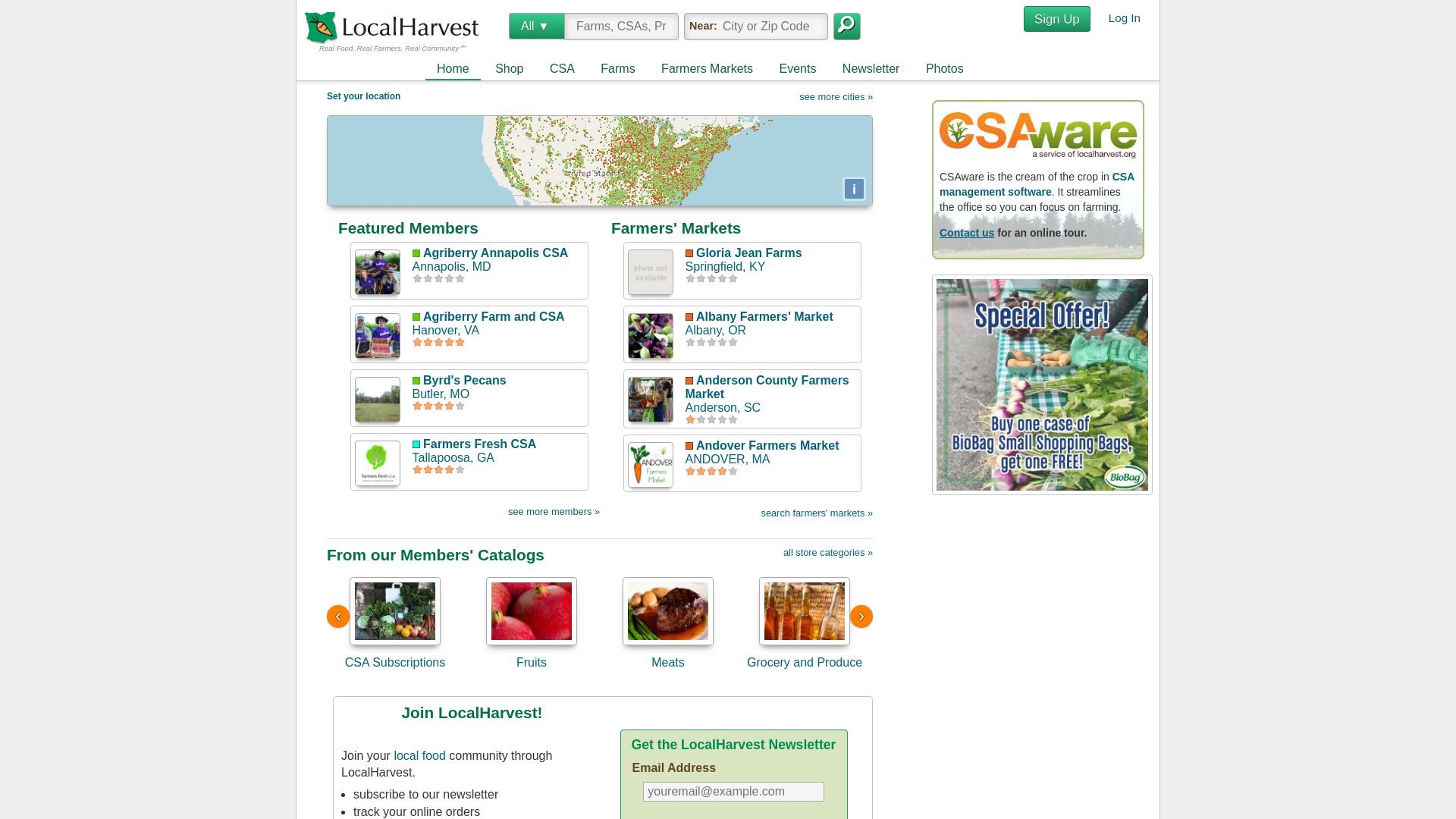 État du site web localharvest.org est   EN LIGNE