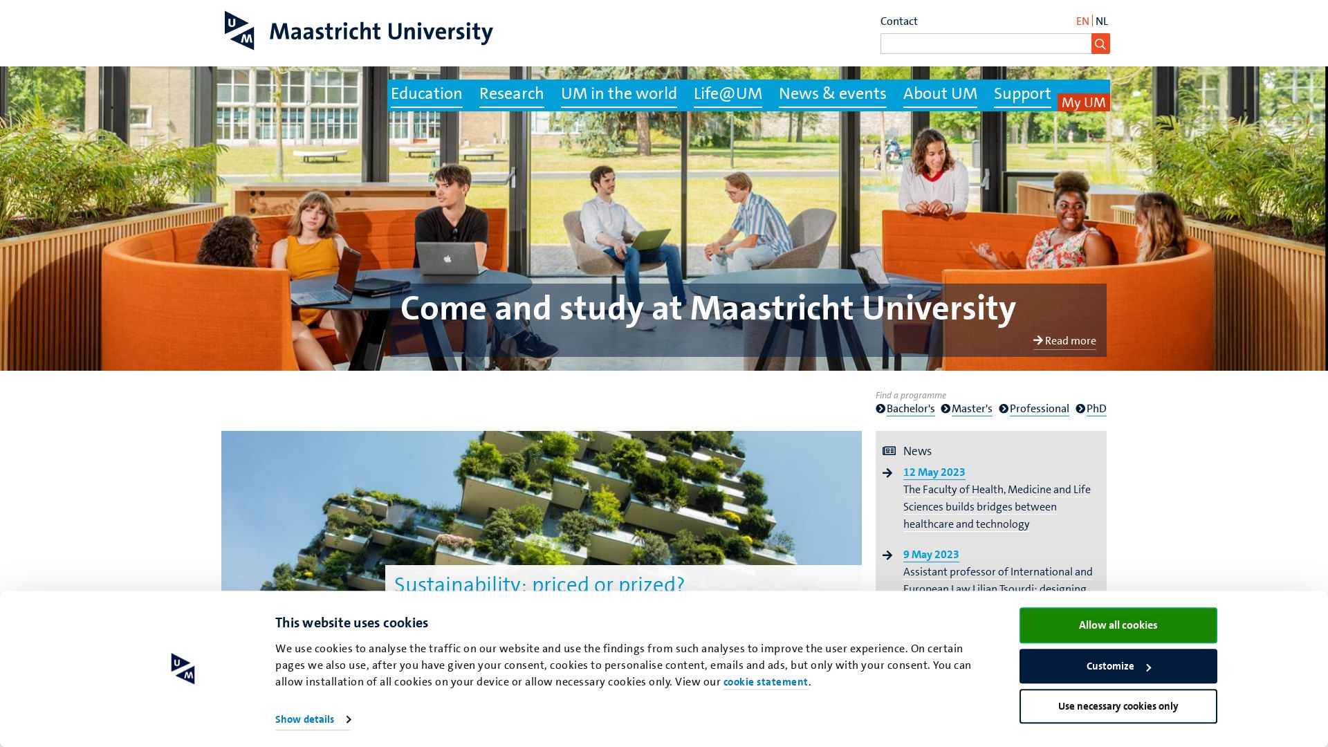État du site web maastrichtuniversity.nl est   EN LIGNE