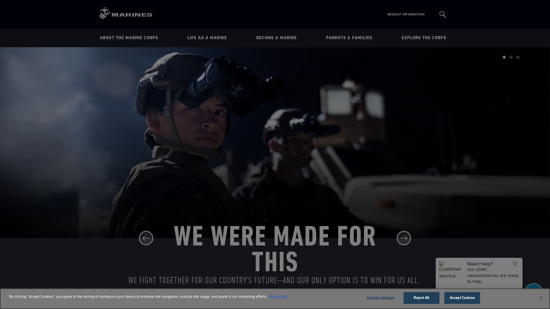 État du site web marines.com est   EN LIGNE