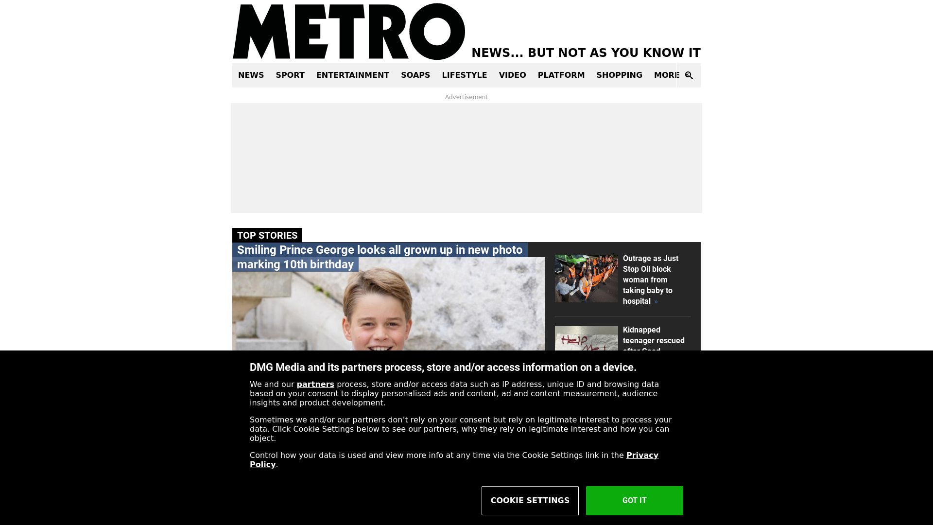 État du site web metro.co.uk est   EN LIGNE