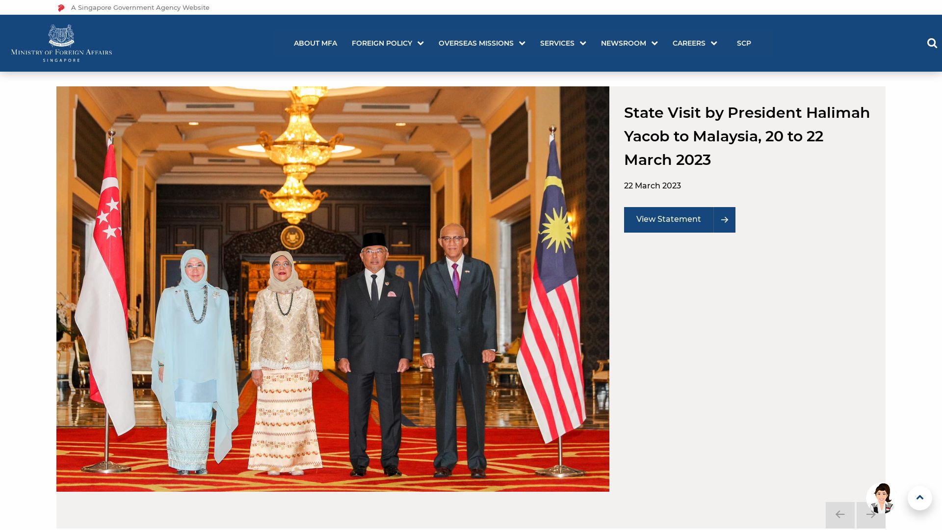 État du site web mfa.gov.sg est   EN LIGNE
