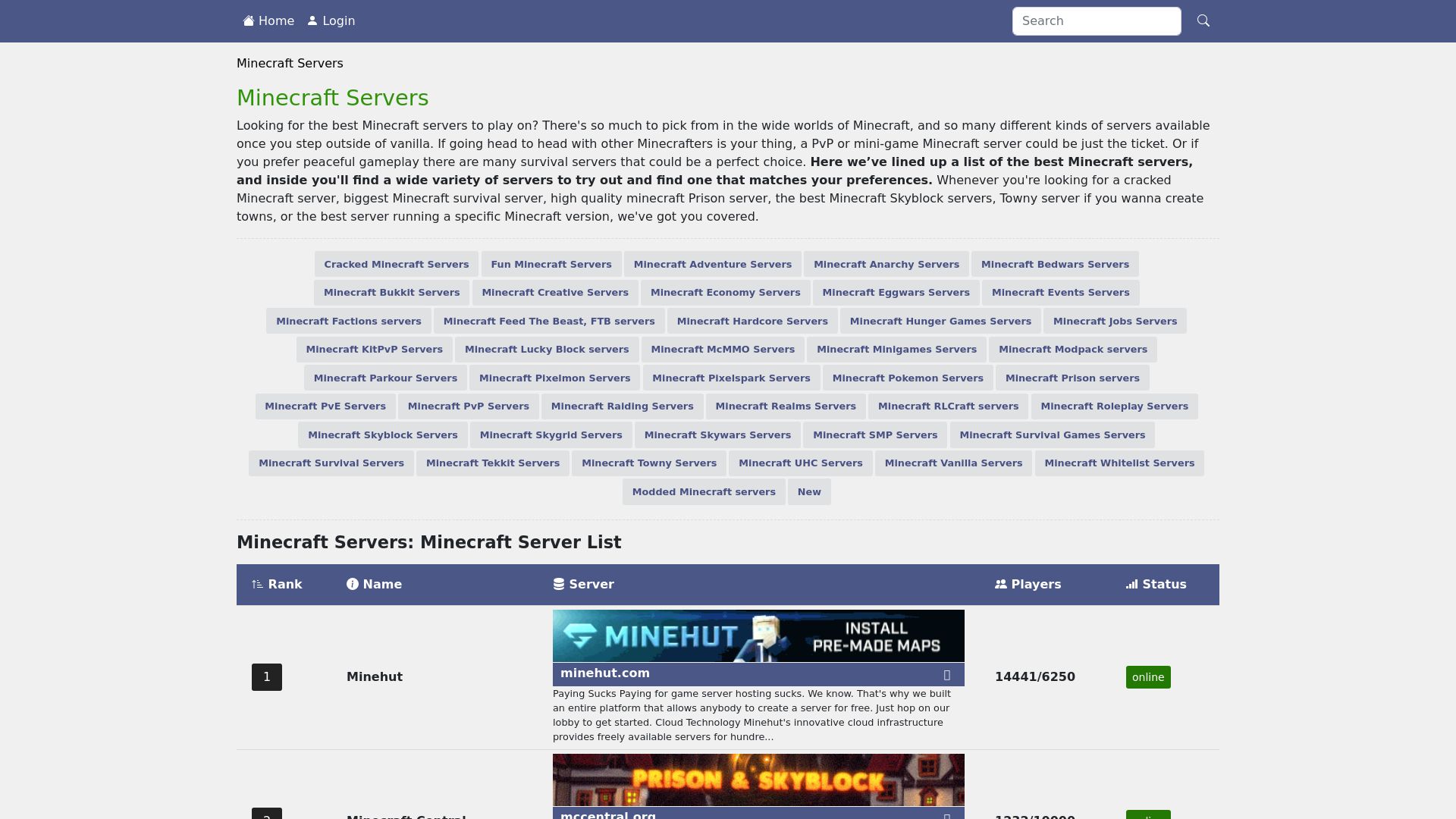 État du site web minecraft-servers.biz est   EN LIGNE