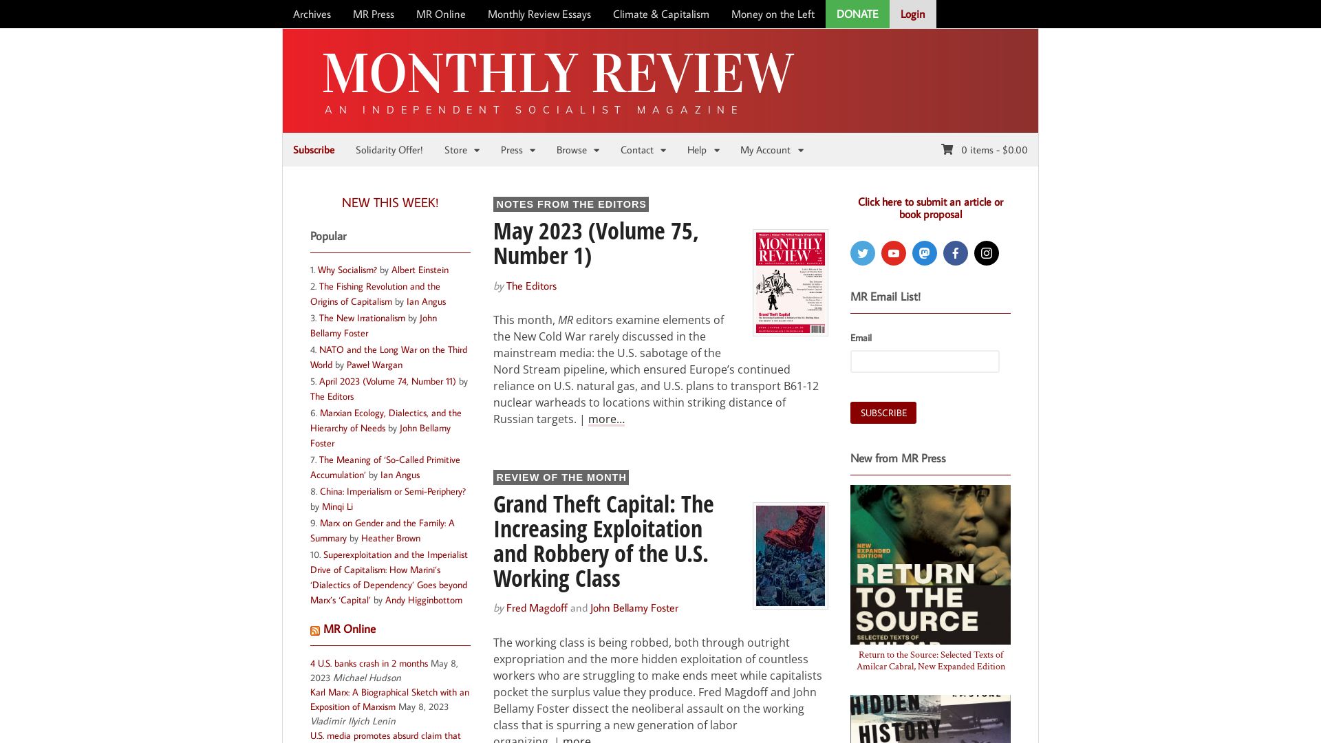 État du site web monthlyreview.org est   EN LIGNE