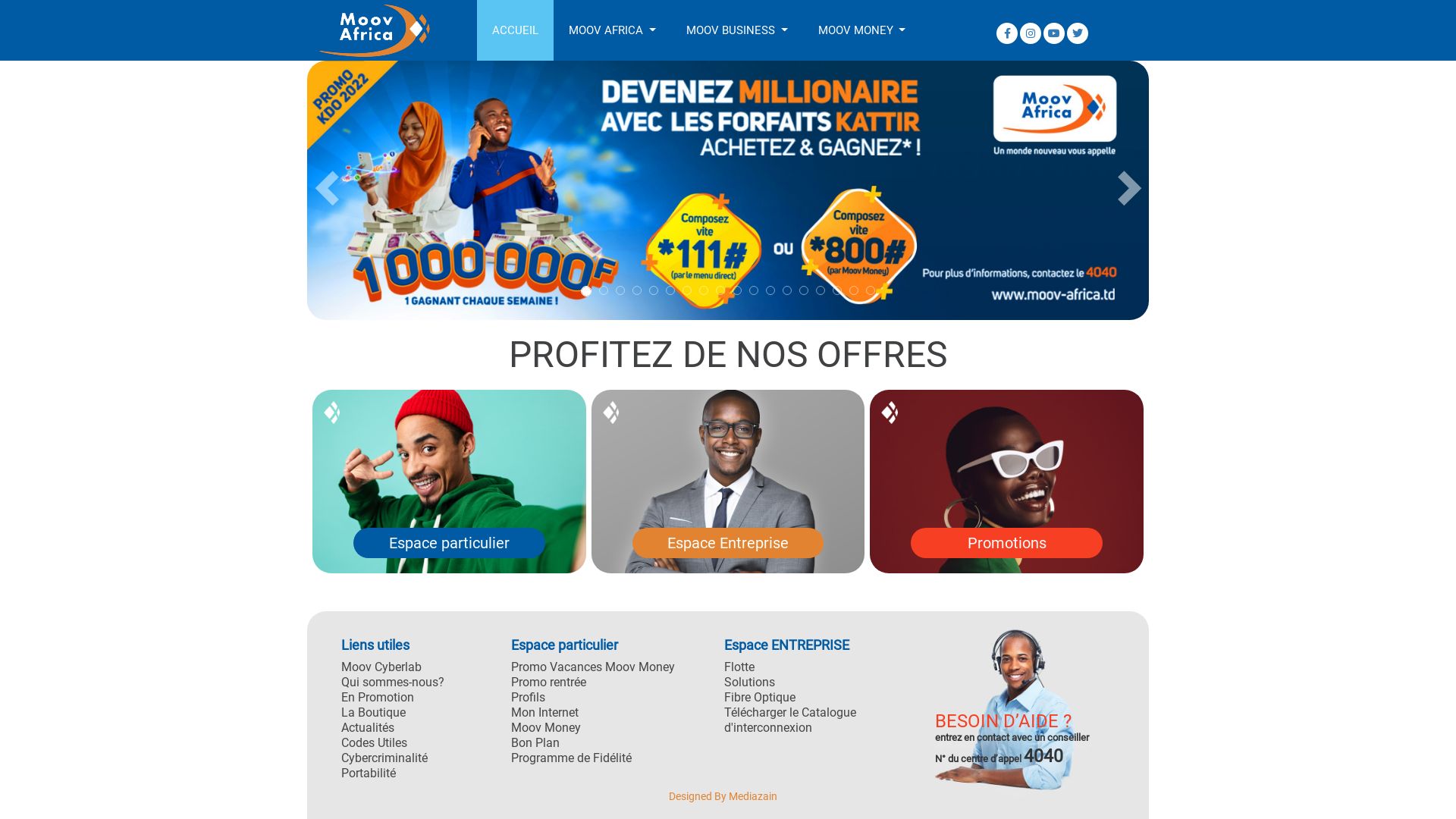 État du site web moov-africa.td est   EN LIGNE