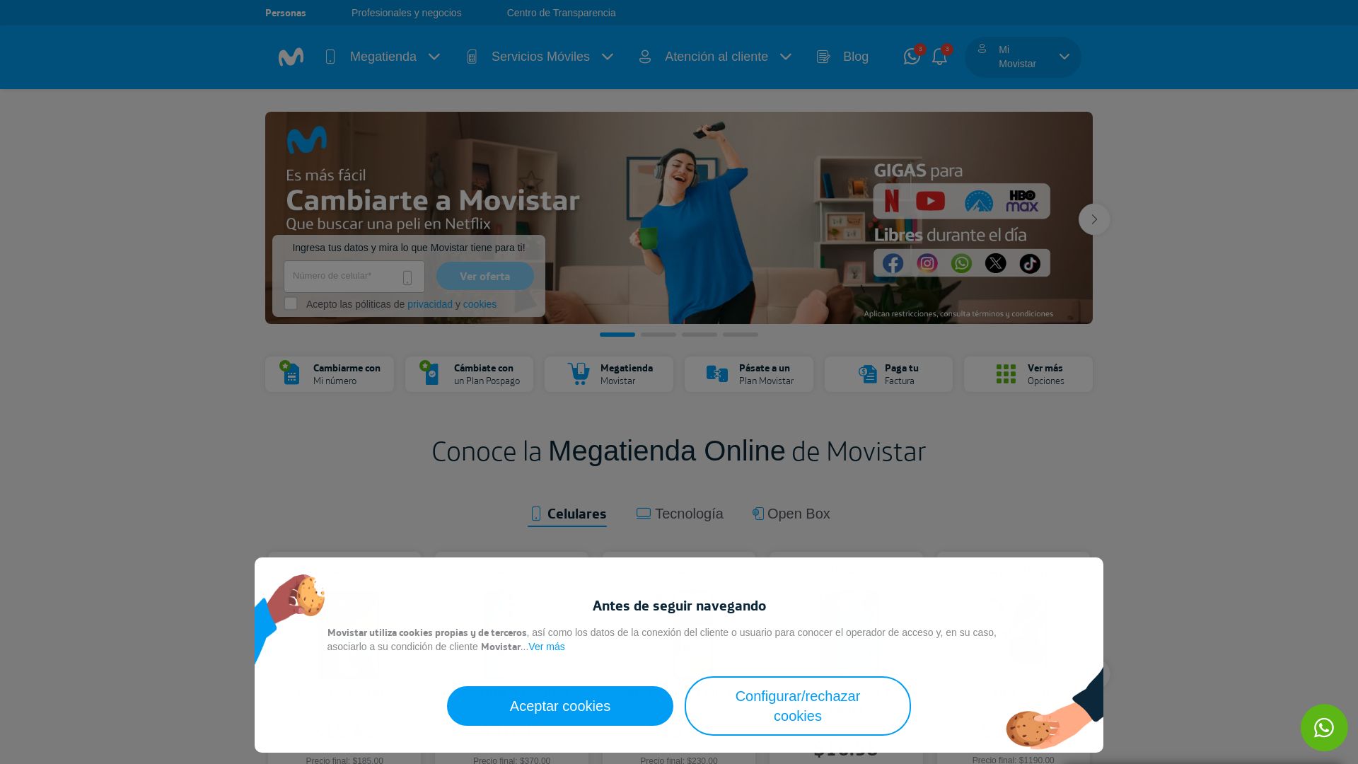 État du site web movistar.com.ec est   EN LIGNE