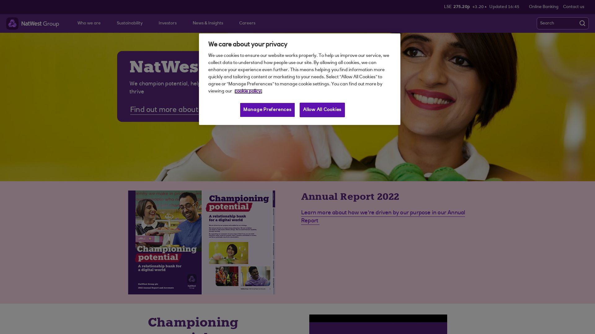 État du site web natwestgroup.com est   EN LIGNE