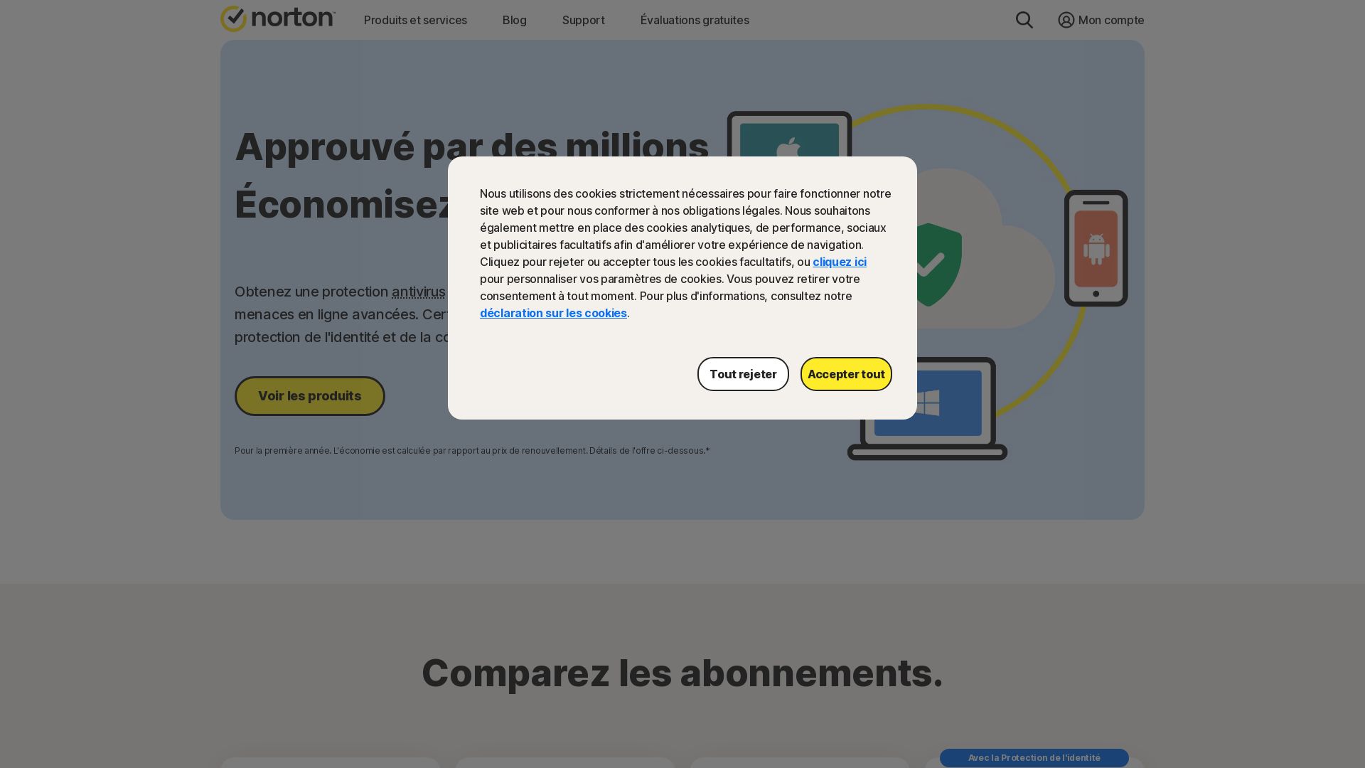 État du site web norton.com est   EN LIGNE