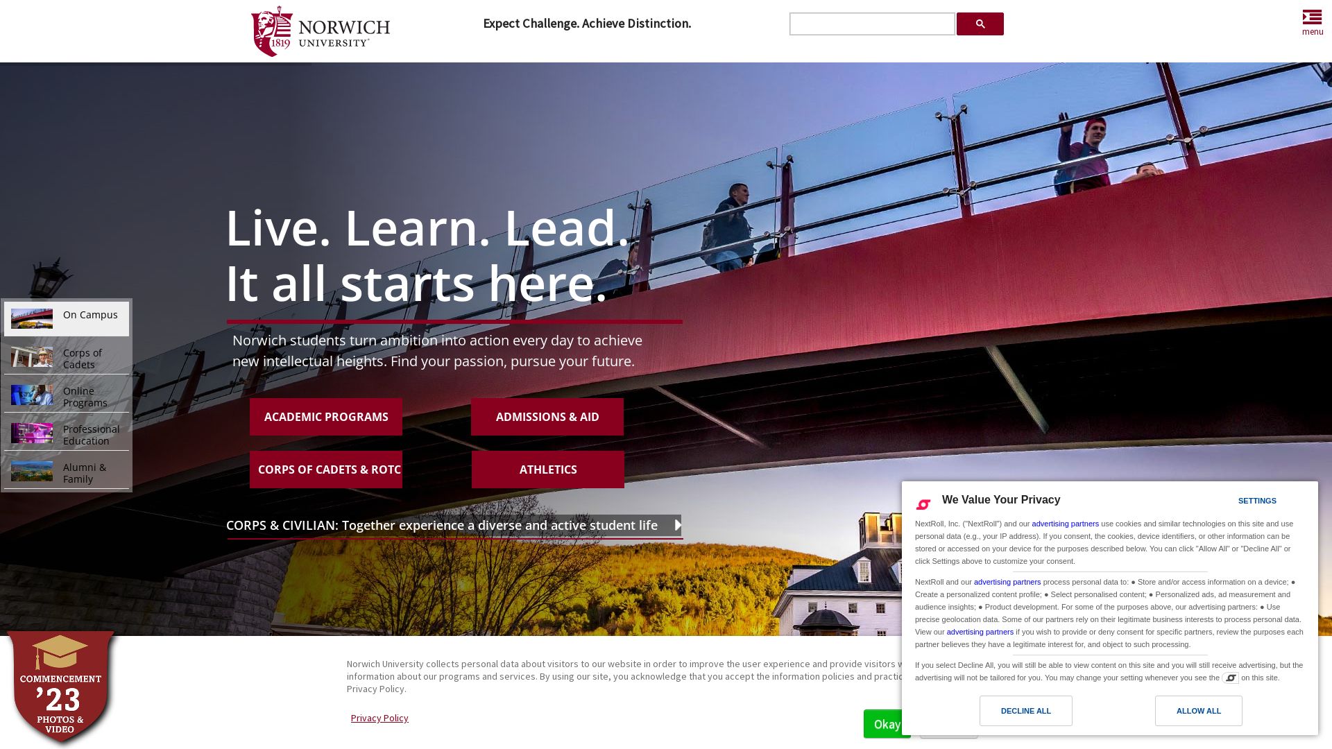 État du site web norwich.edu est   EN LIGNE