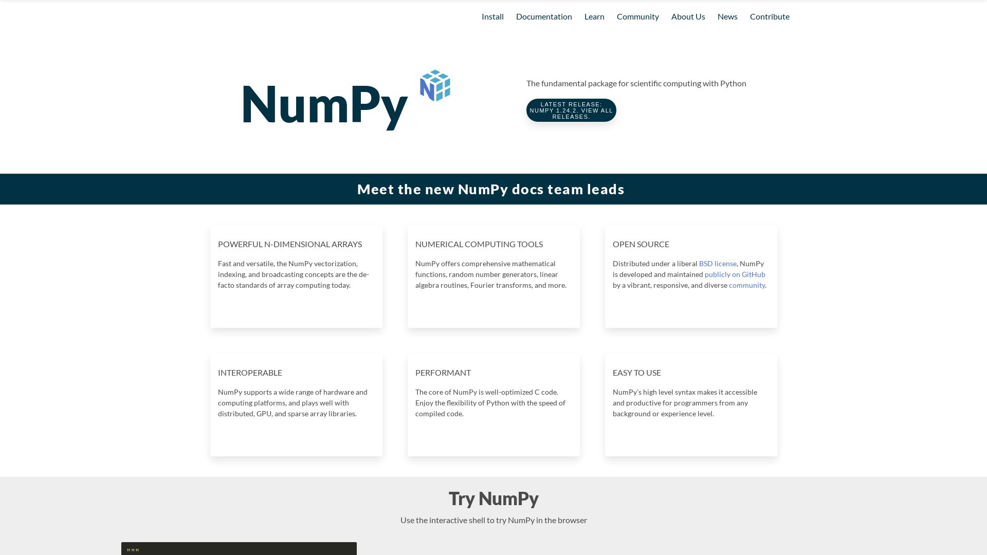 État du site web numpy.org est   EN LIGNE