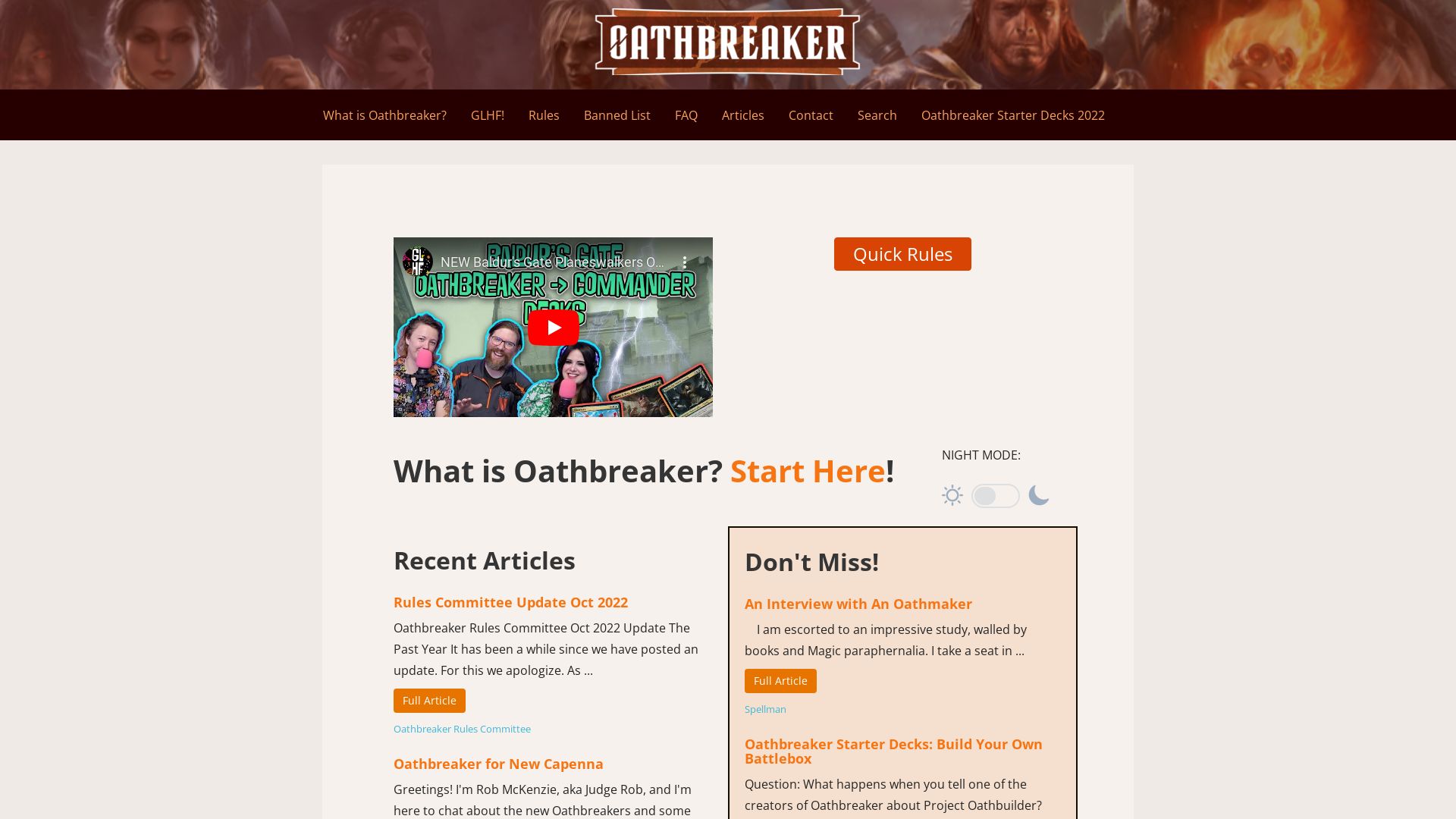 État du site web oathbreakermtg.org est   EN LIGNE