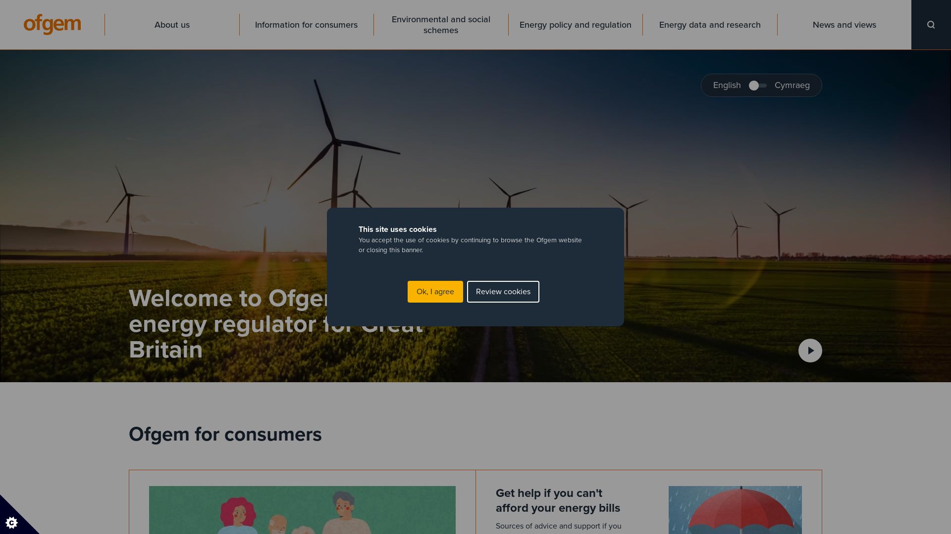 État du site web ofgem.gov.uk est   EN LIGNE