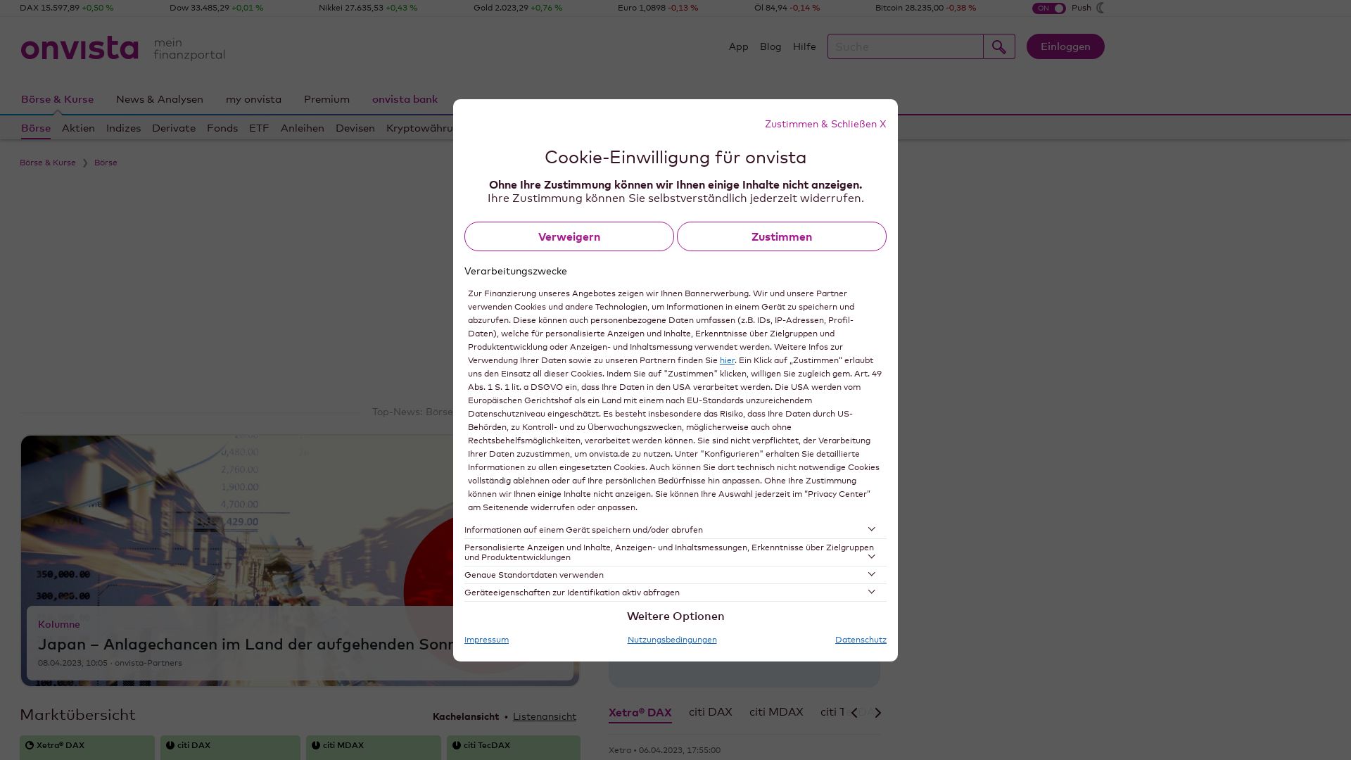 État du site web onvista.de est   EN LIGNE