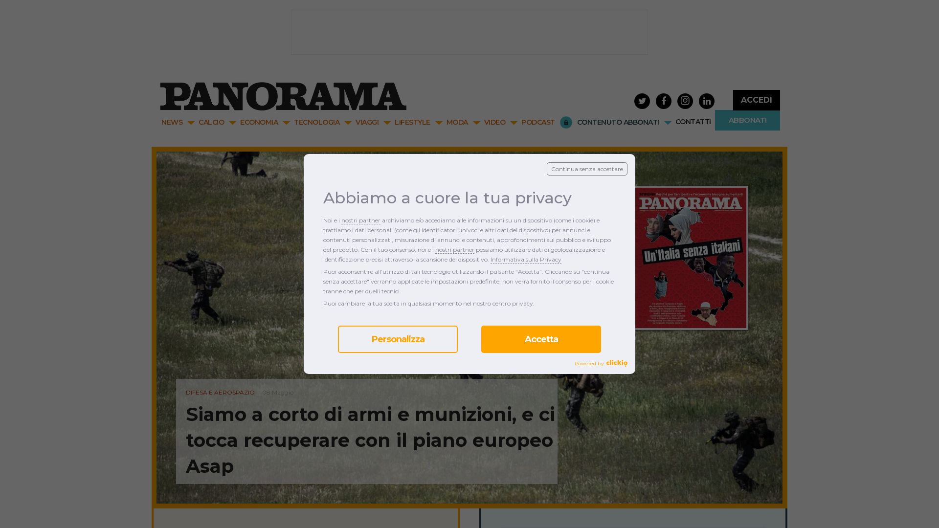 État du site web panorama.it est   EN LIGNE