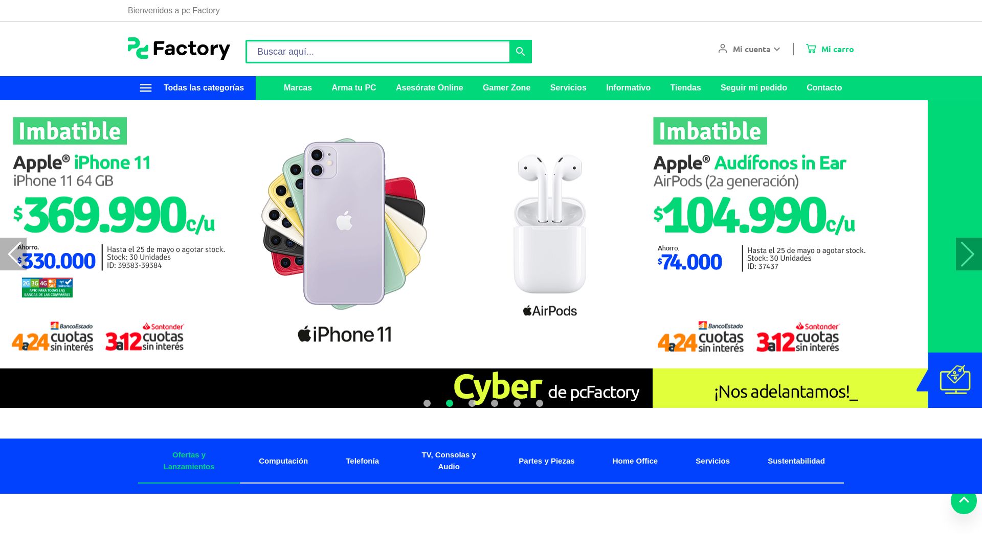 État du site web pcfactory.cl est   EN LIGNE