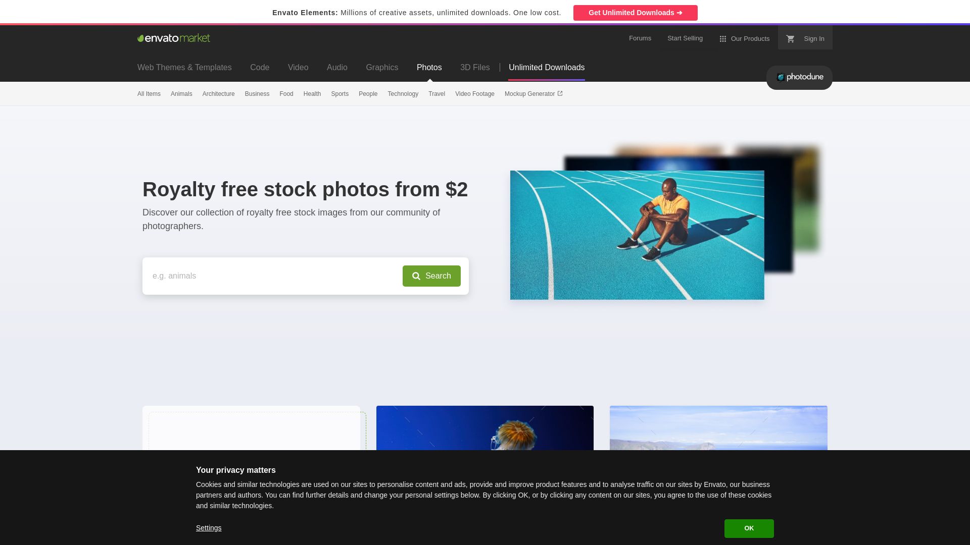 État du site web photodune.net est   EN LIGNE