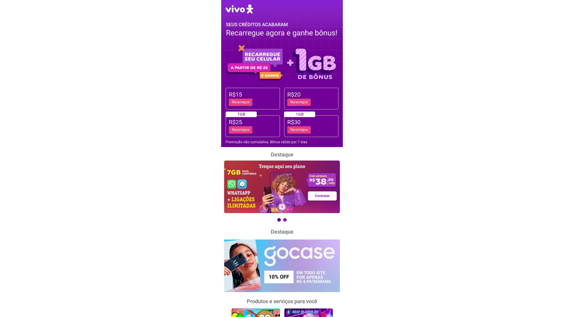 État du site web portalrecarga.vivo.com.br est   EN LIGNE