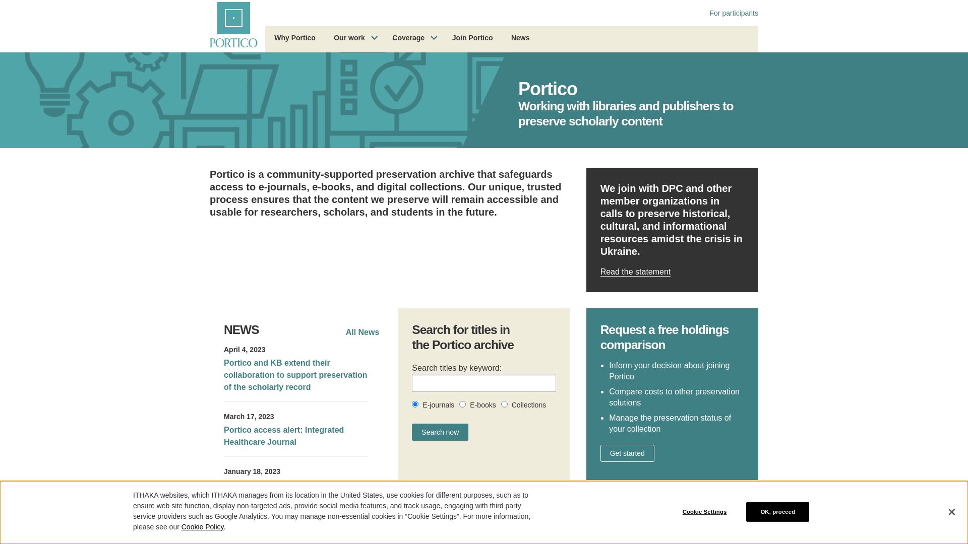 État du site web portico.org est   EN LIGNE