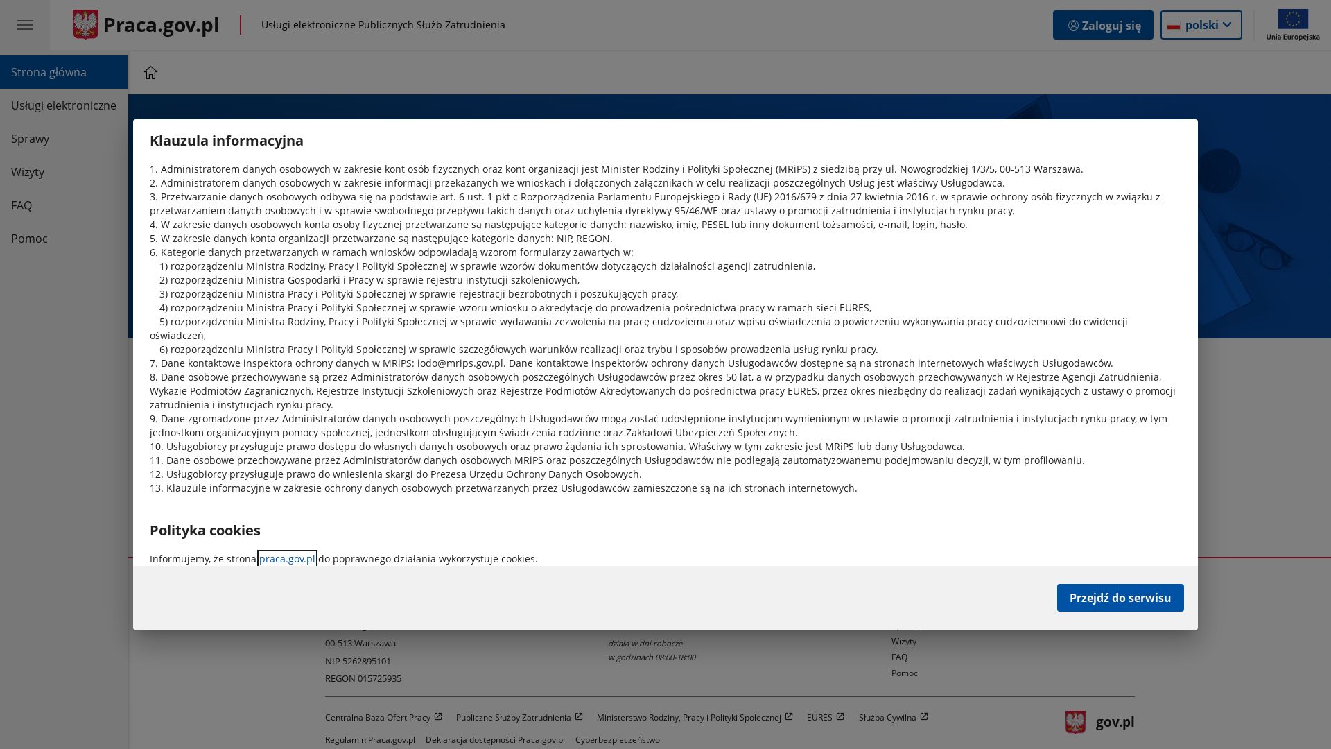 État du site web praca.gov.pl est   EN LIGNE