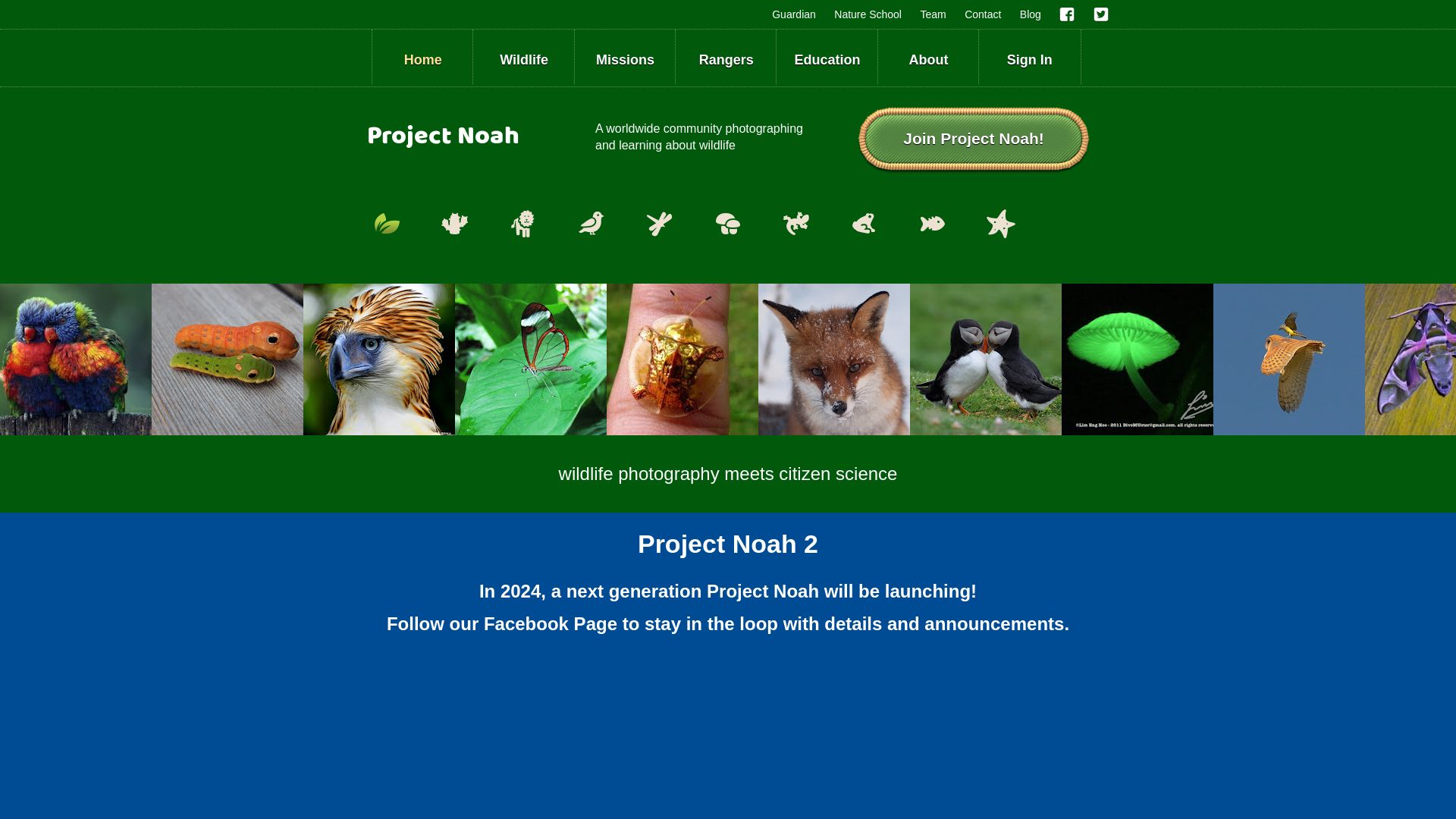 État du site web projectnoah.org est   EN LIGNE