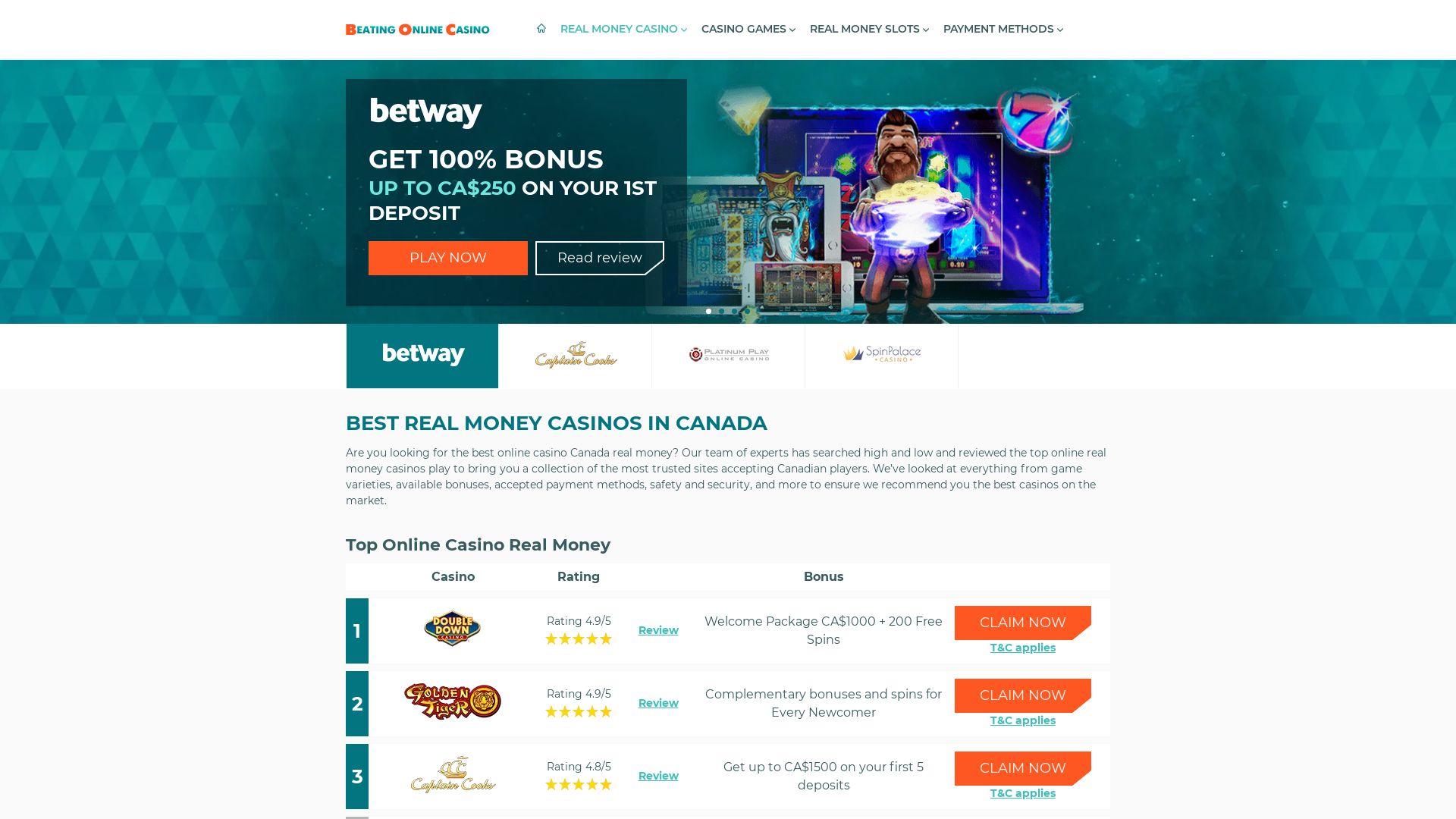 État du site web real-money-casino.ca est   EN LIGNE