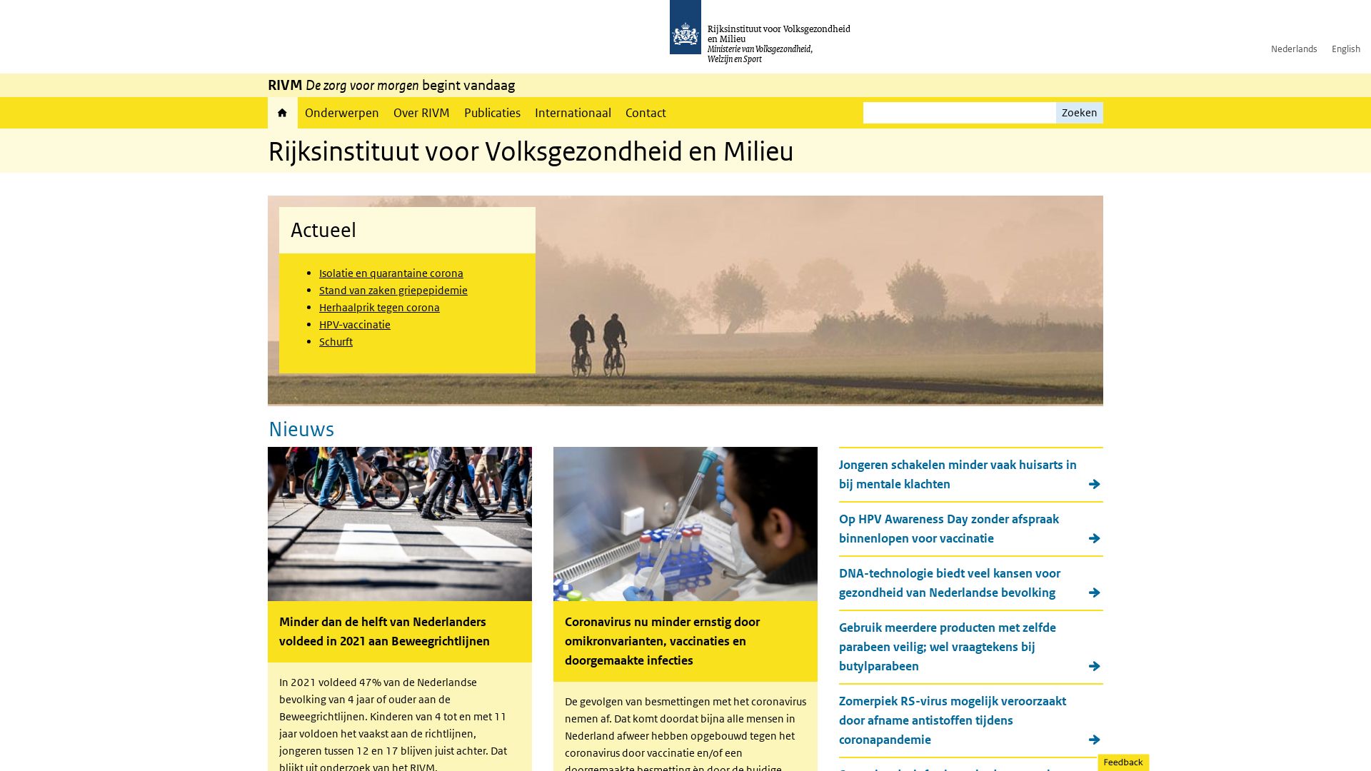 État du site web rivm.nl est   EN LIGNE