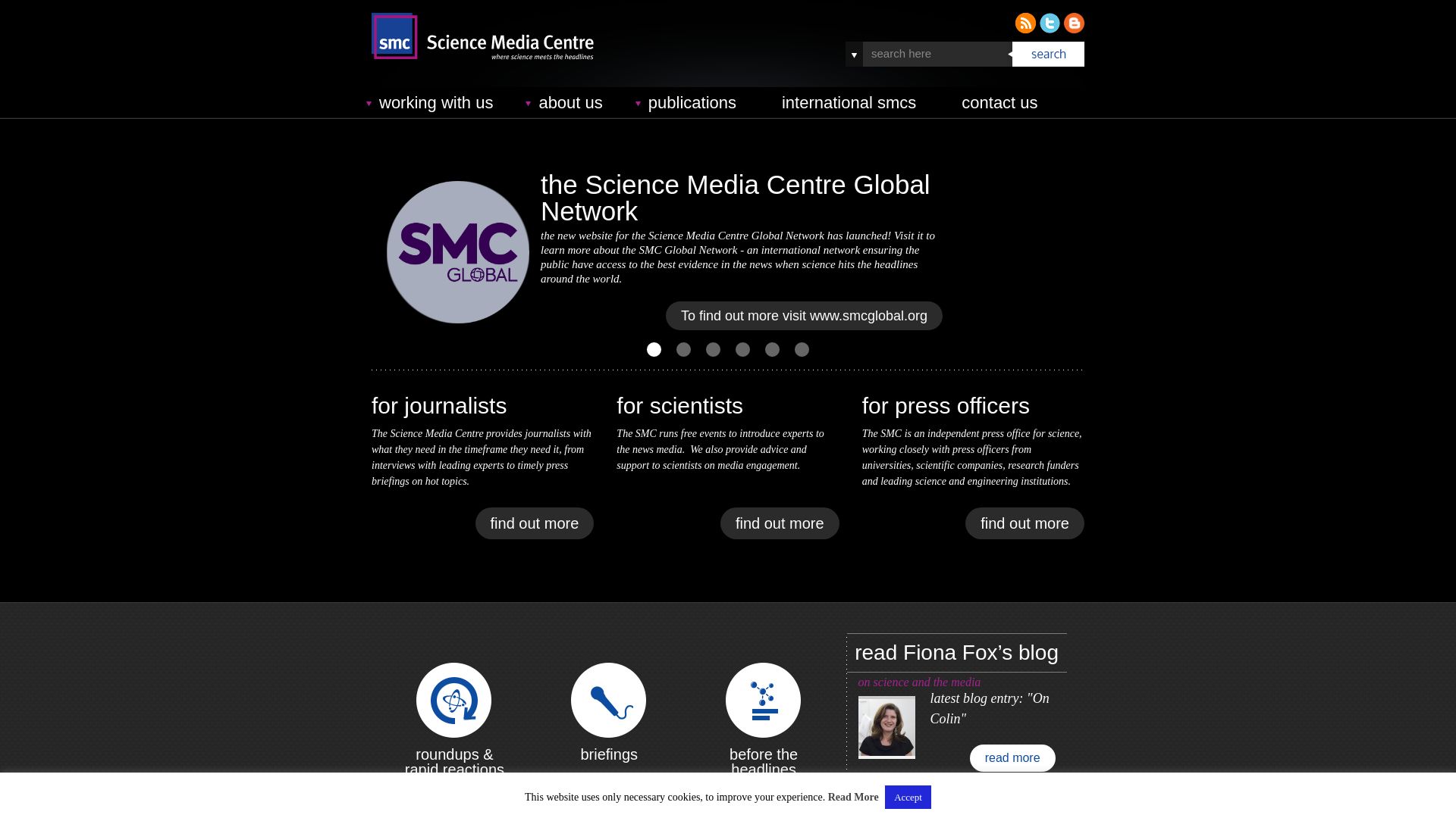 État du site web sciencemediacentre.org est   EN LIGNE