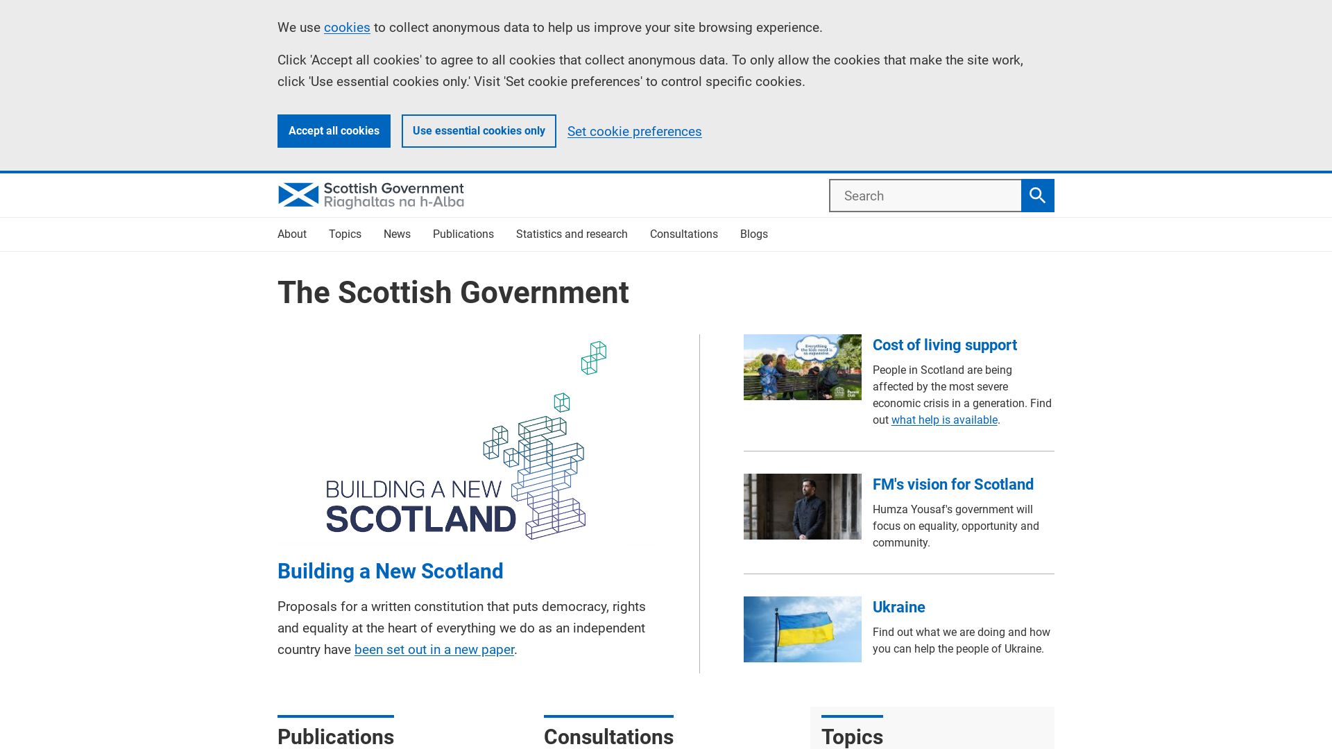 État du site web scotland.gov.uk est   EN LIGNE
