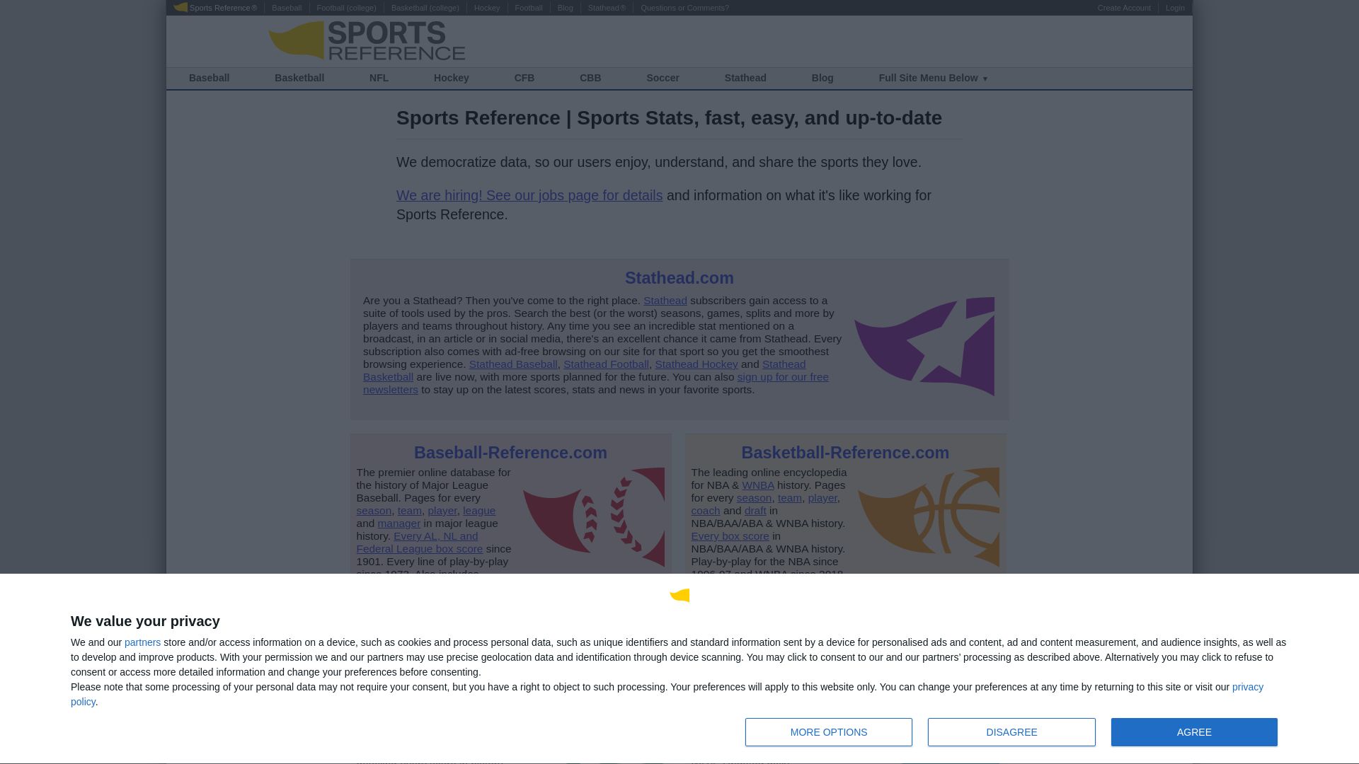 État du site web sports-reference.com est   EN LIGNE
