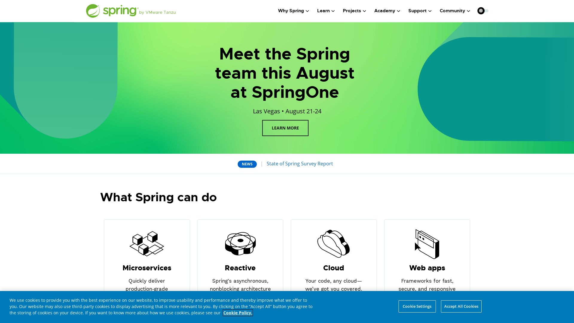 État du site web spring.io est   EN LIGNE