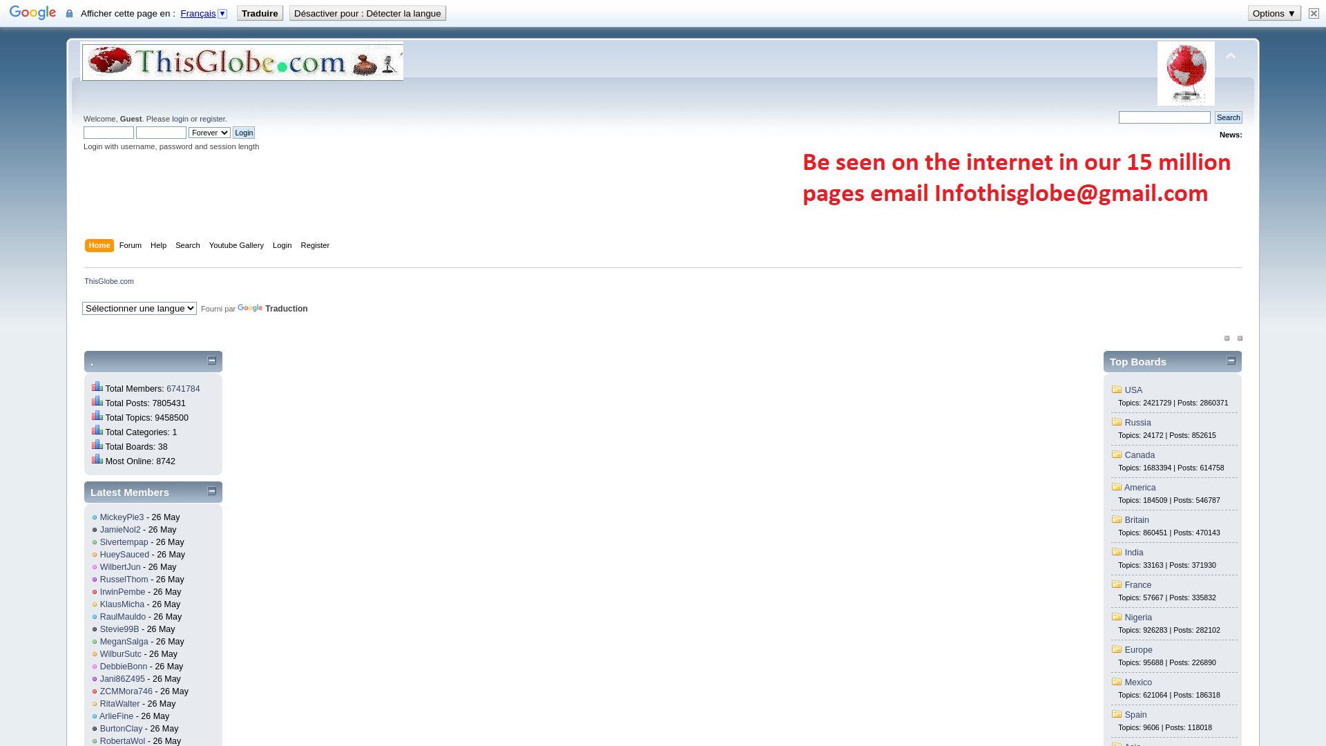 État du site web thisglobe.com est   EN LIGNE