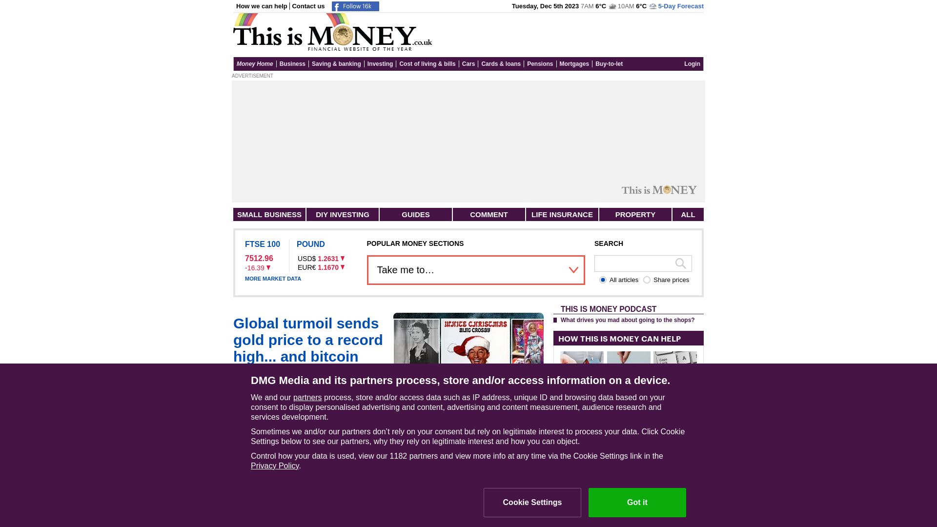 État du site web thisismoney.co.uk est   EN LIGNE