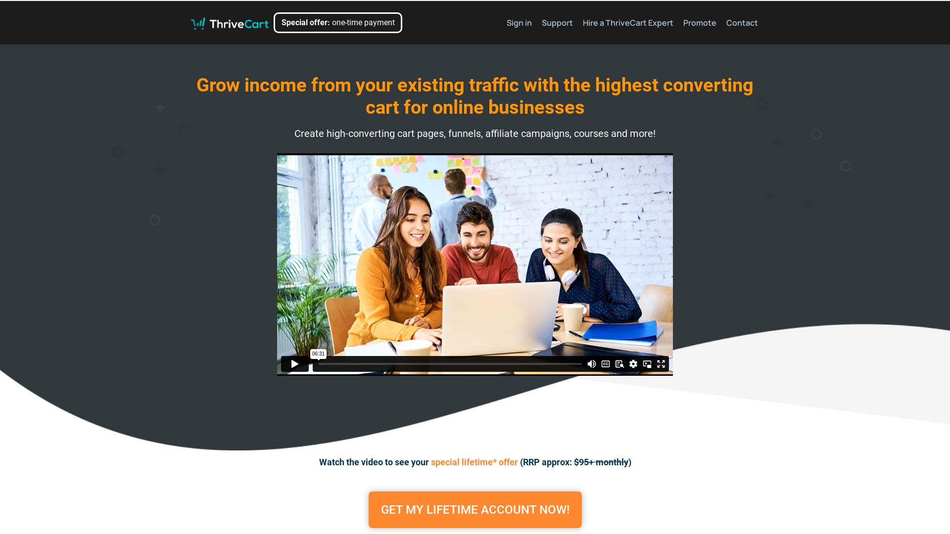 État du site web thrivecart.com est   EN LIGNE