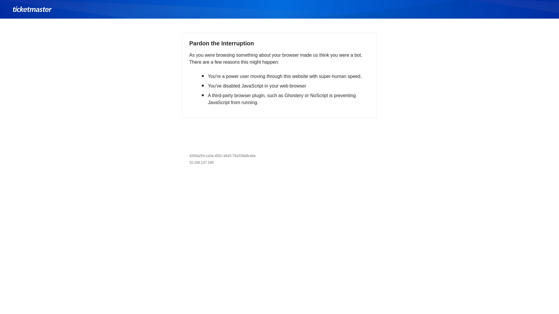 État du site web ticketmaster.ca est   EN LIGNE