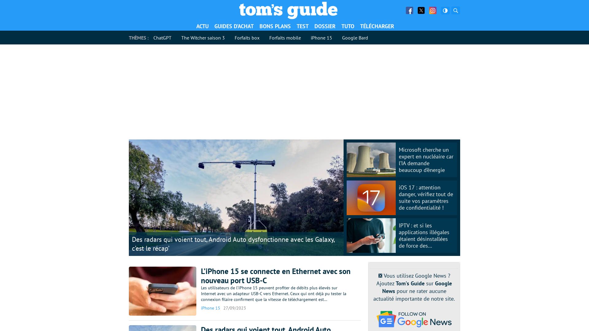 État du site web tomsguide.fr est   EN LIGNE