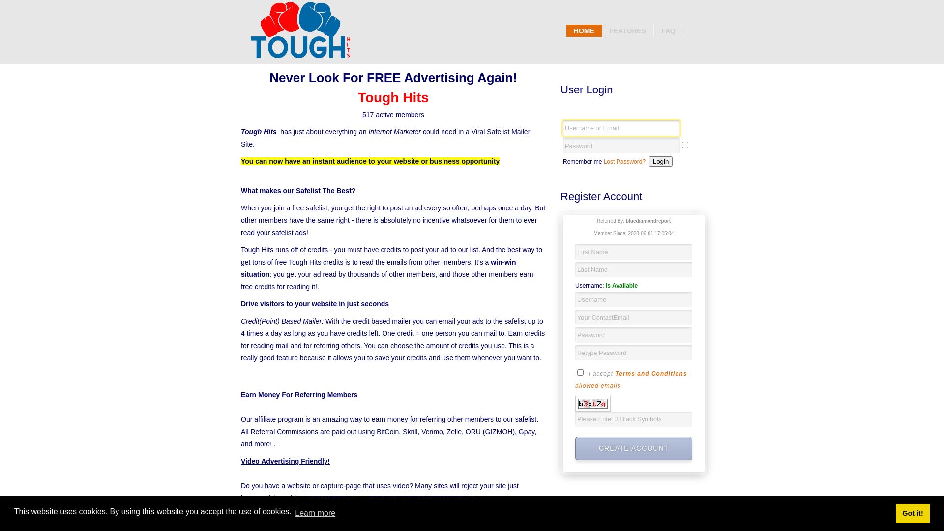 État du site web toughhits.com est   EN LIGNE