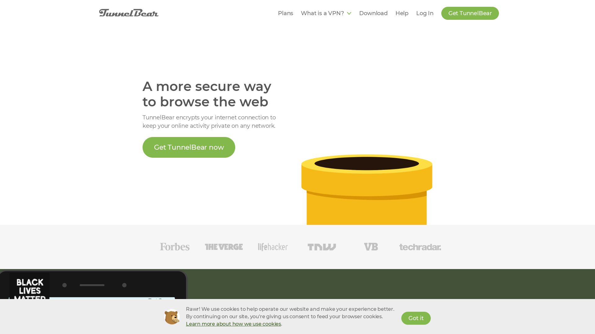 État du site web tunnelbear.com est   EN LIGNE