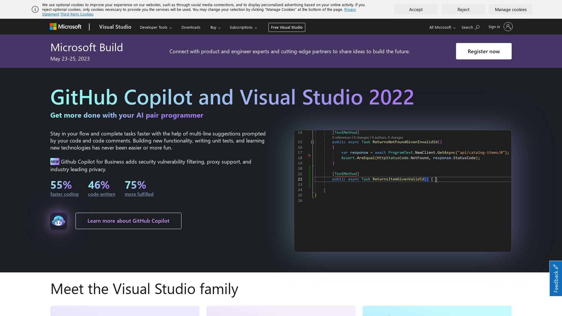 État du site web visualstudio.com est   EN LIGNE