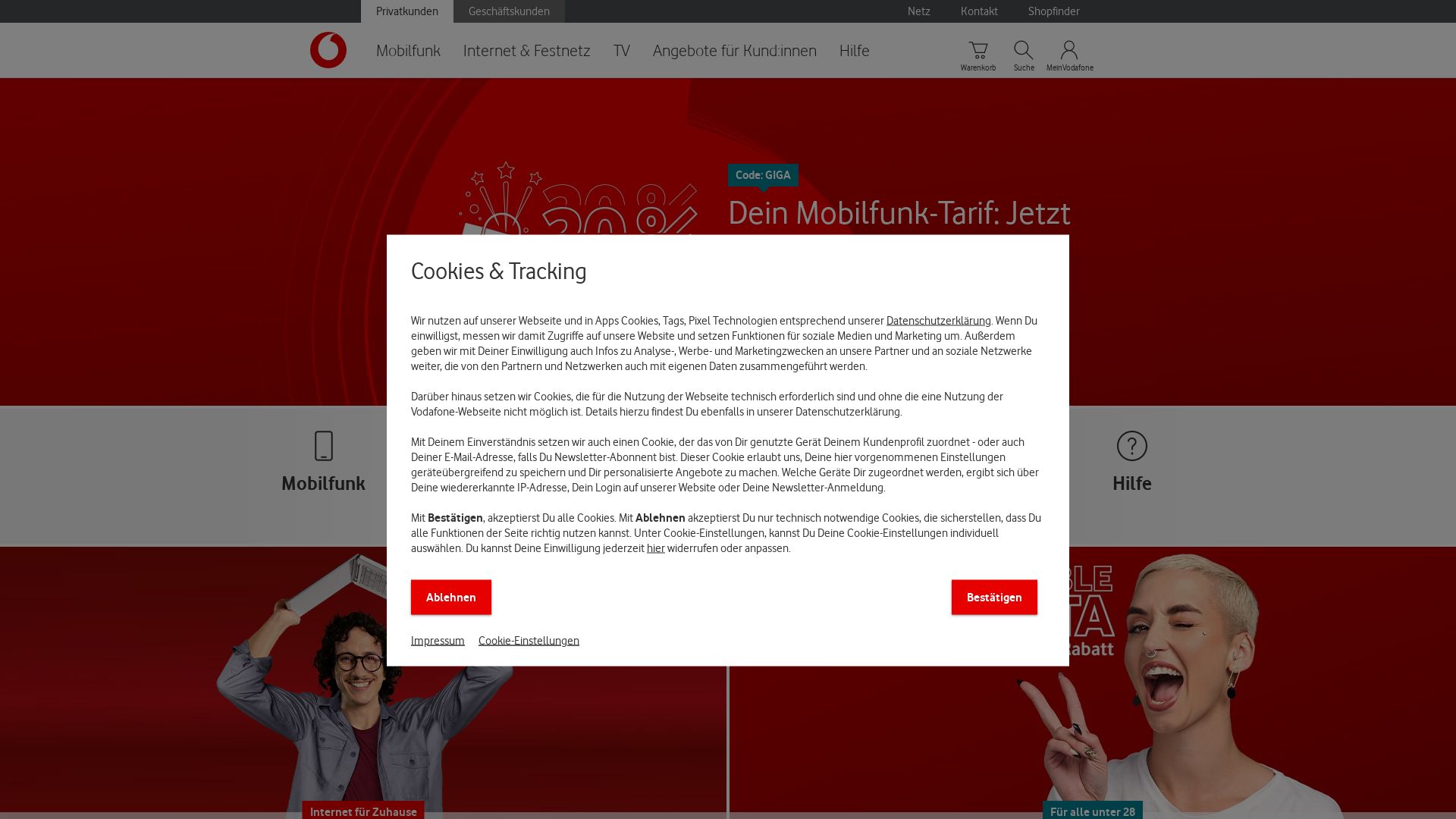 État du site web vodafone.de est   EN LIGNE