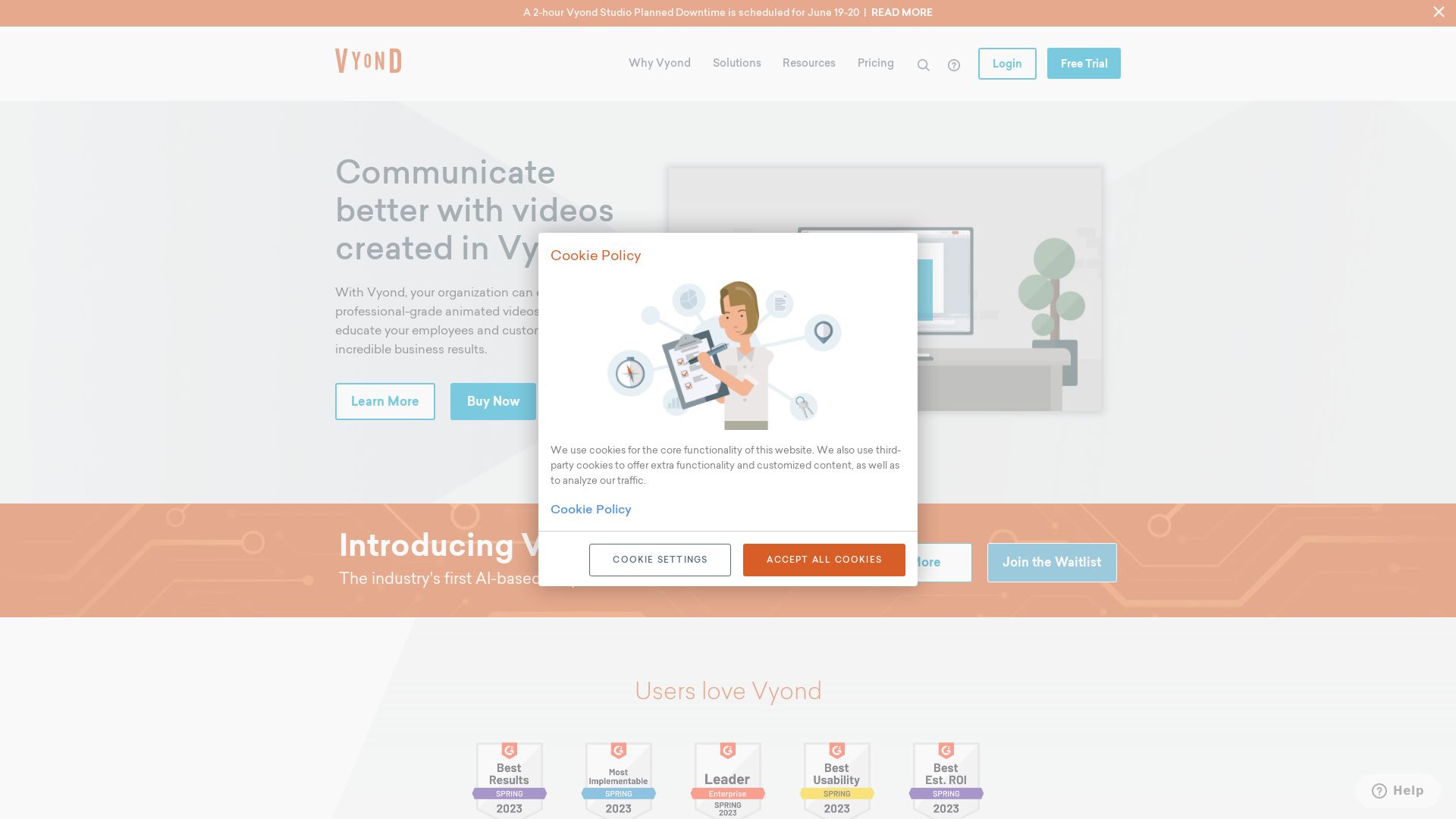 État du site web vyond.com est   EN LIGNE