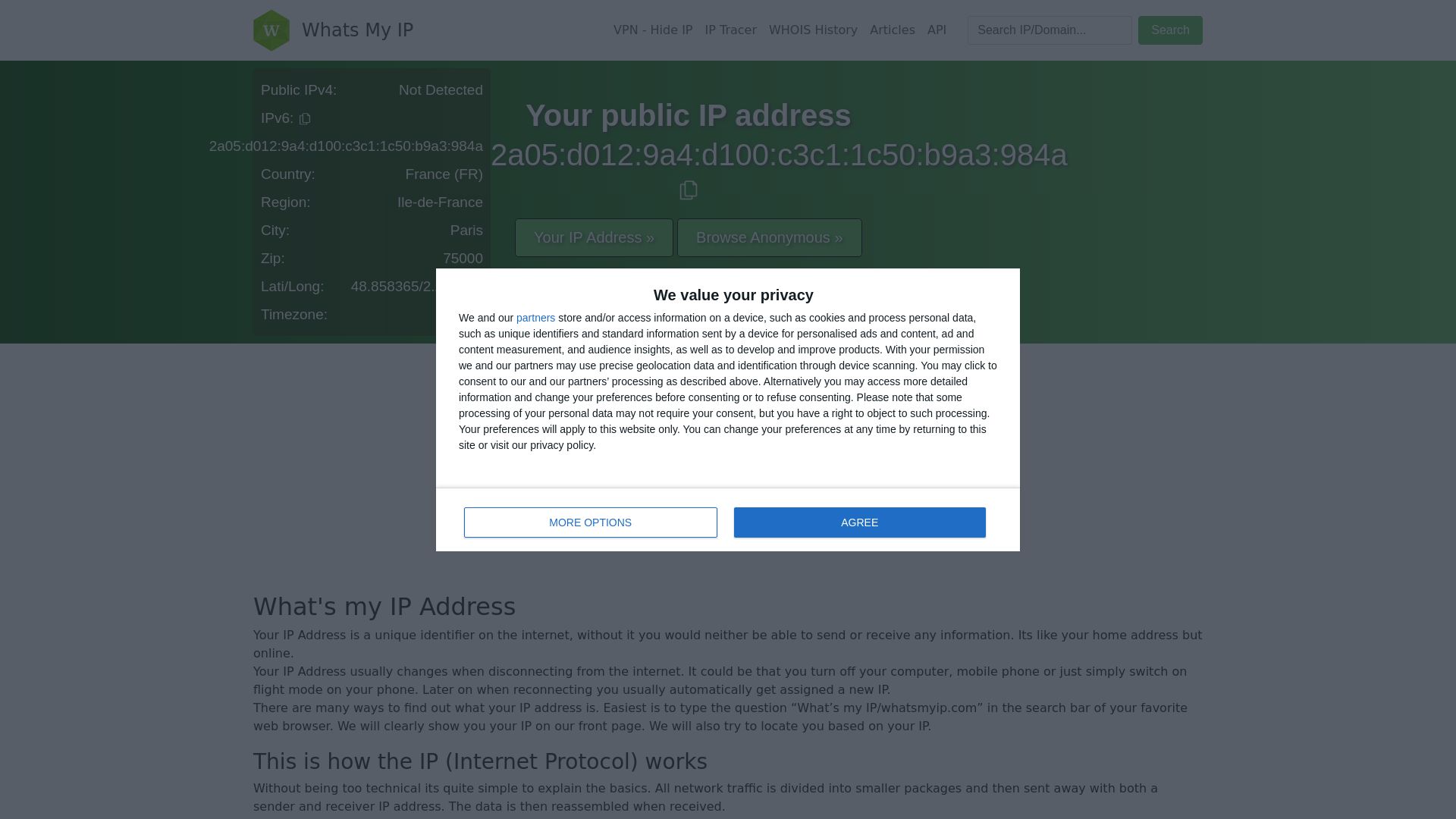 État du site web whatsmyip.com est   EN LIGNE
