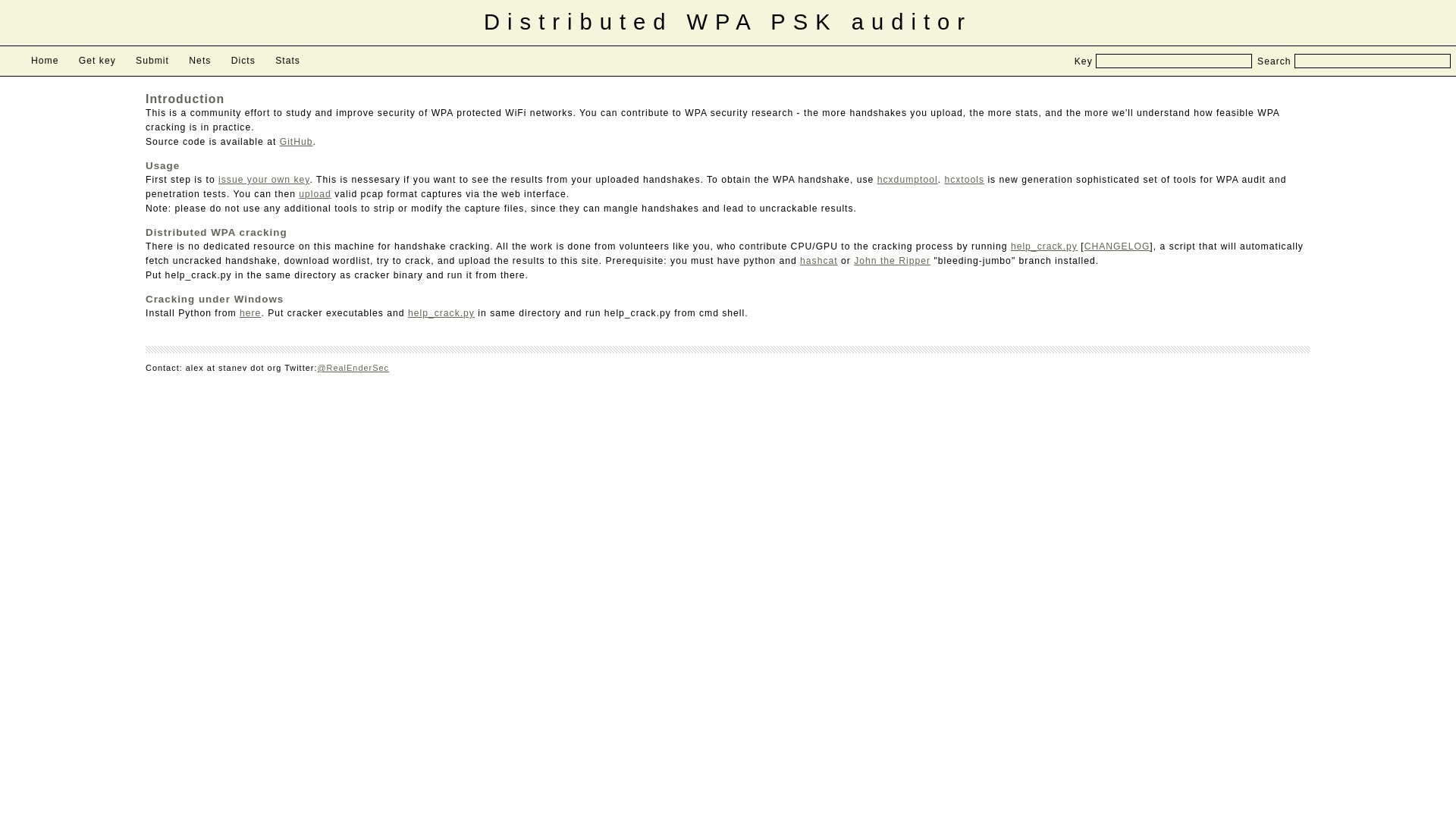 État du site web wpa-sec.stanev.org est   EN LIGNE