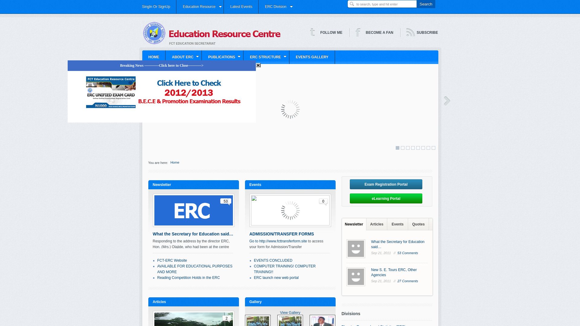 État du site web www.fcterc.gov.ng est   EN LIGNE