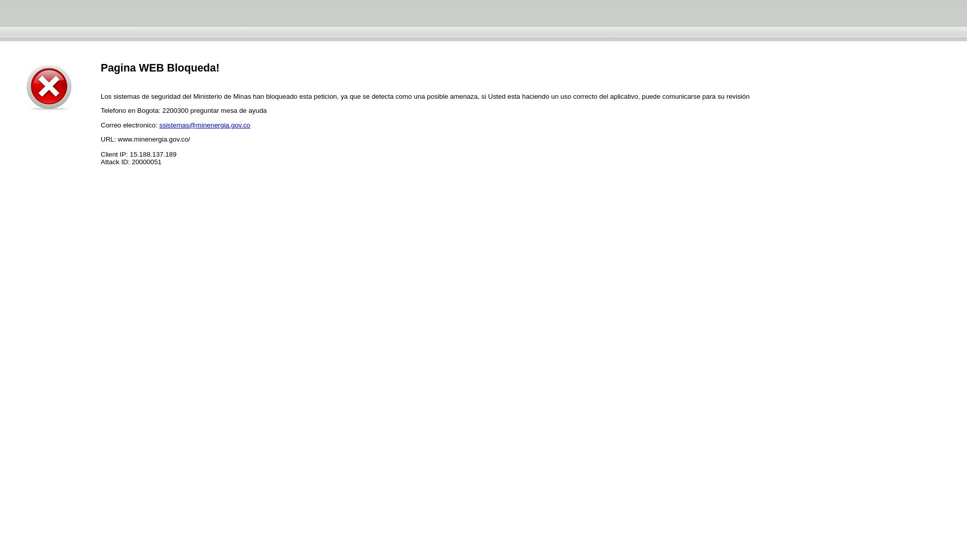 État du site web www.minenergia.gov.co est   EN LIGNE